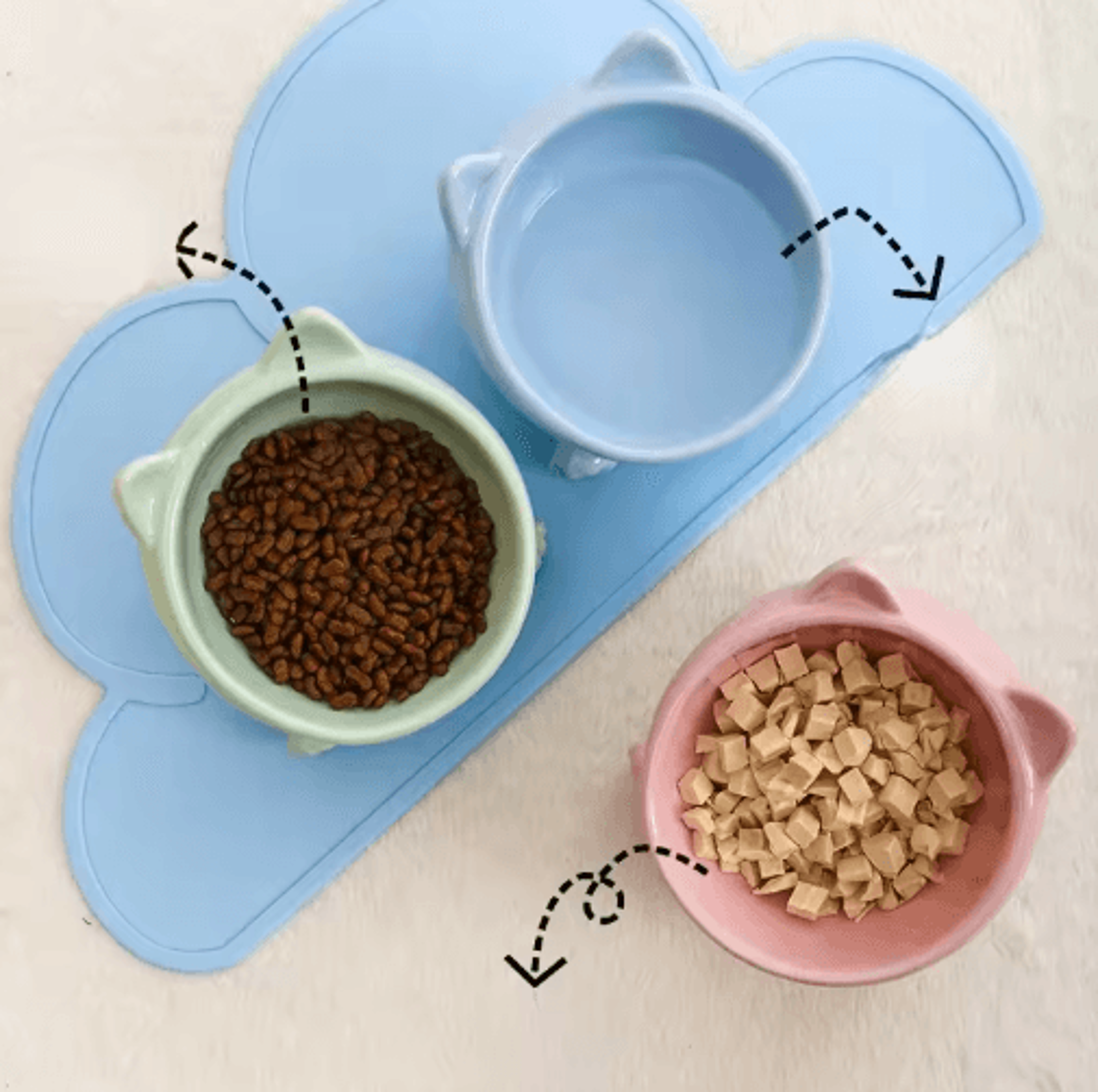 Elevated Tilted Ceramic Cat Bowl  Cute Ergonomic Food  Water Dish 7