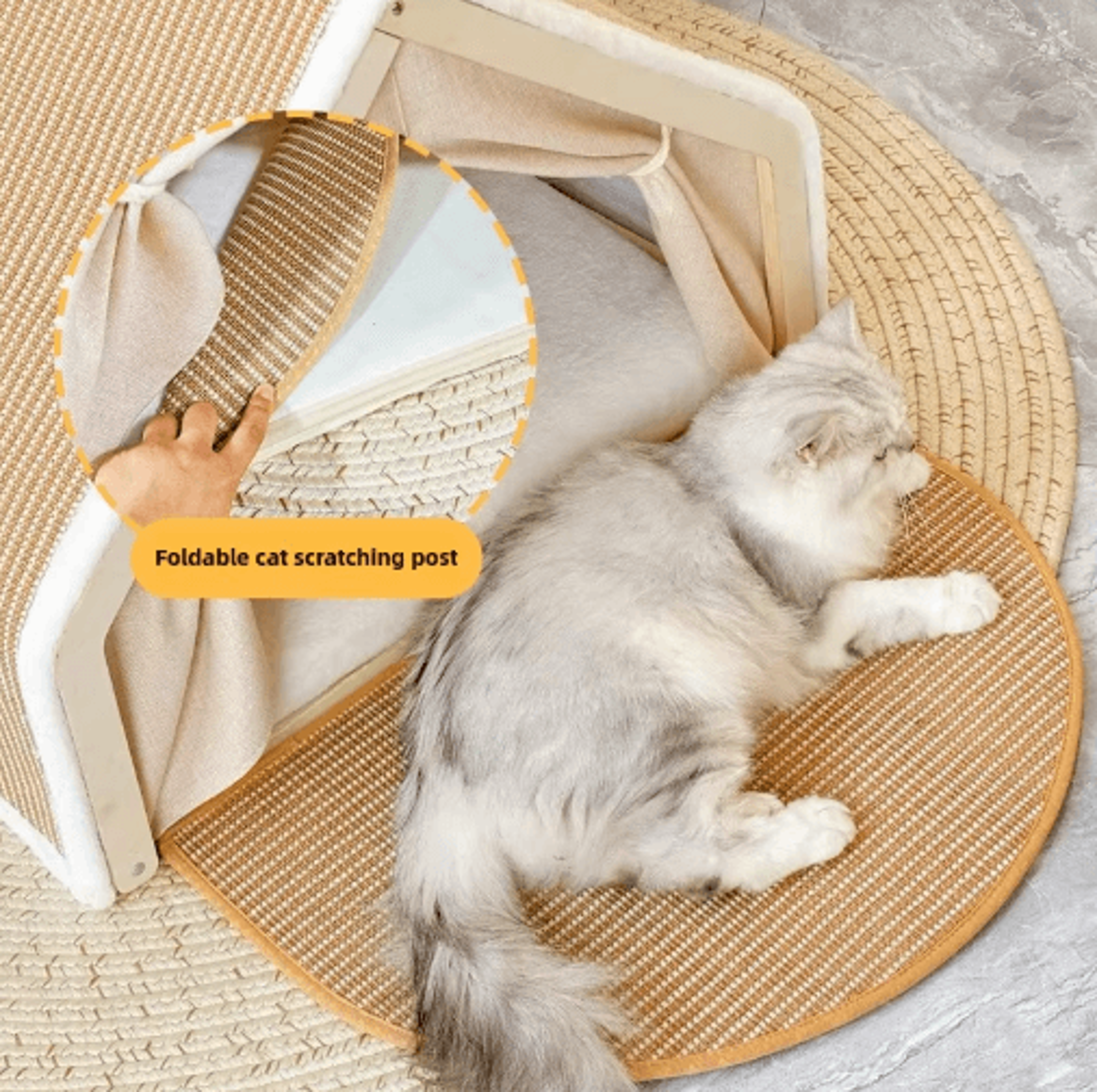 Warm Winter Cat House With Sisal Scratcher  SemiEnclosed Cozy Nest 4