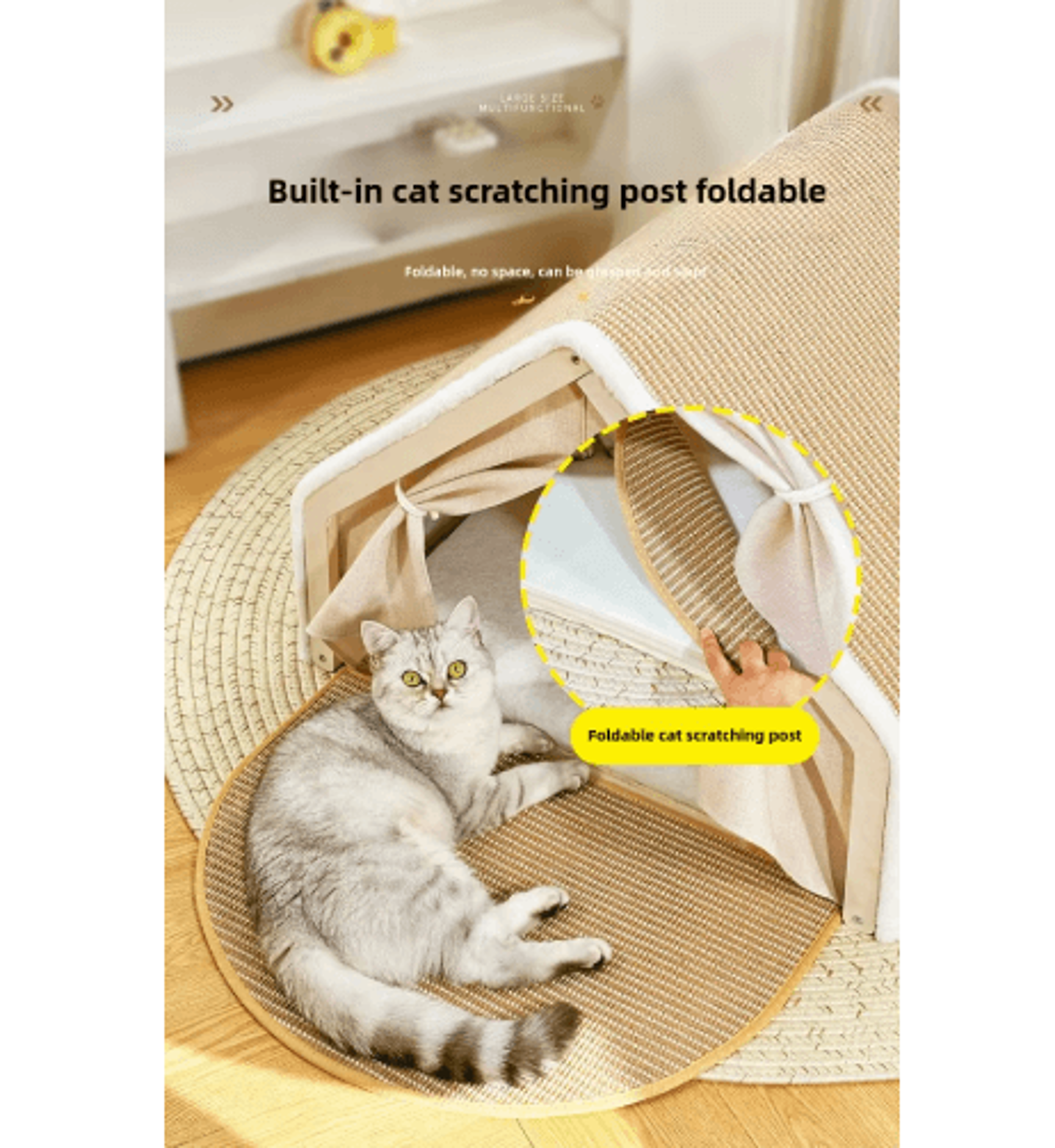 Warm Winter Cat House With Sisal Scratcher  SemiEnclosed Cozy Nest 5