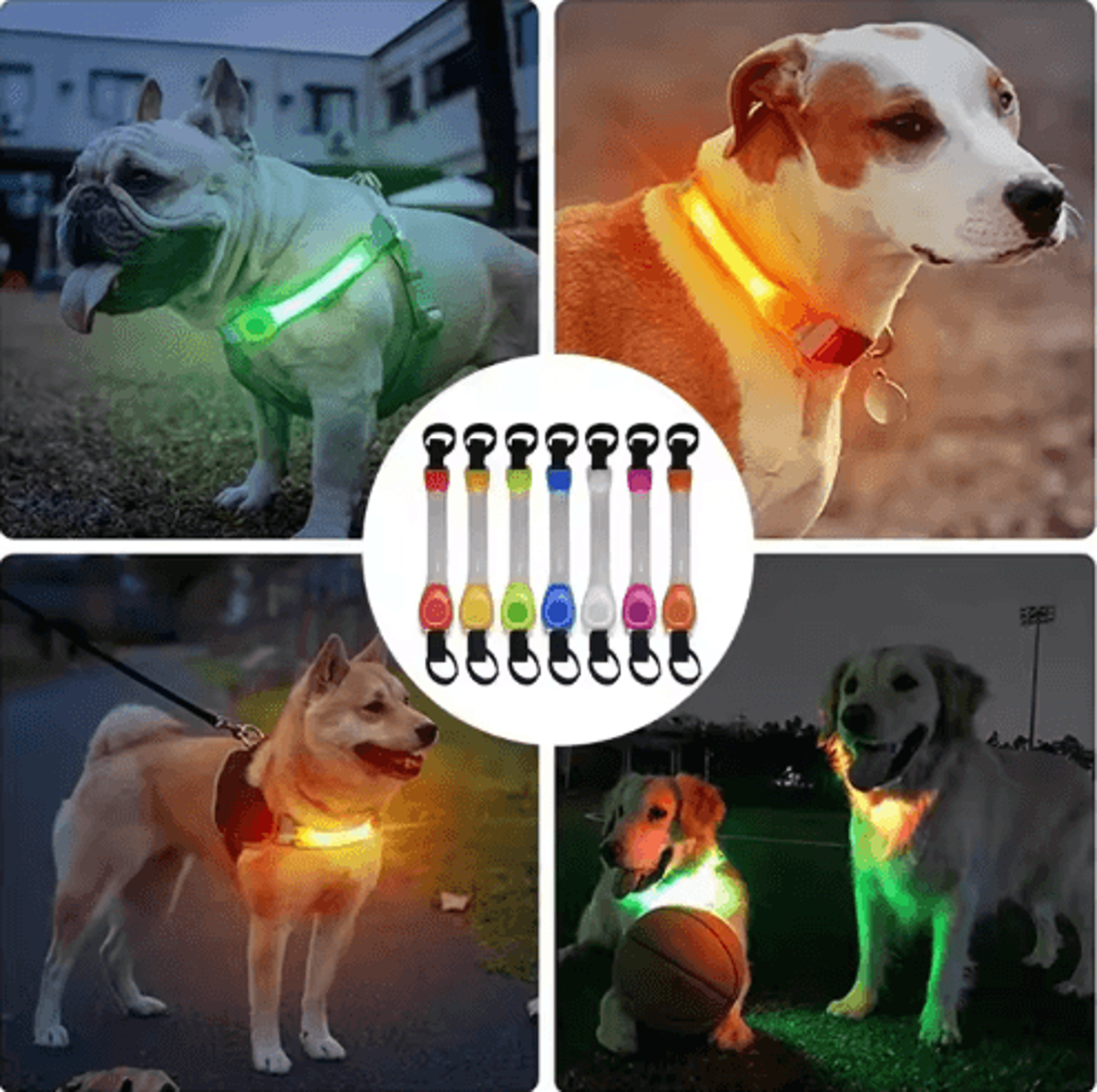 LED Glow Dog Collar  Harness  Waterproof Reflective Night Safety Gear 7