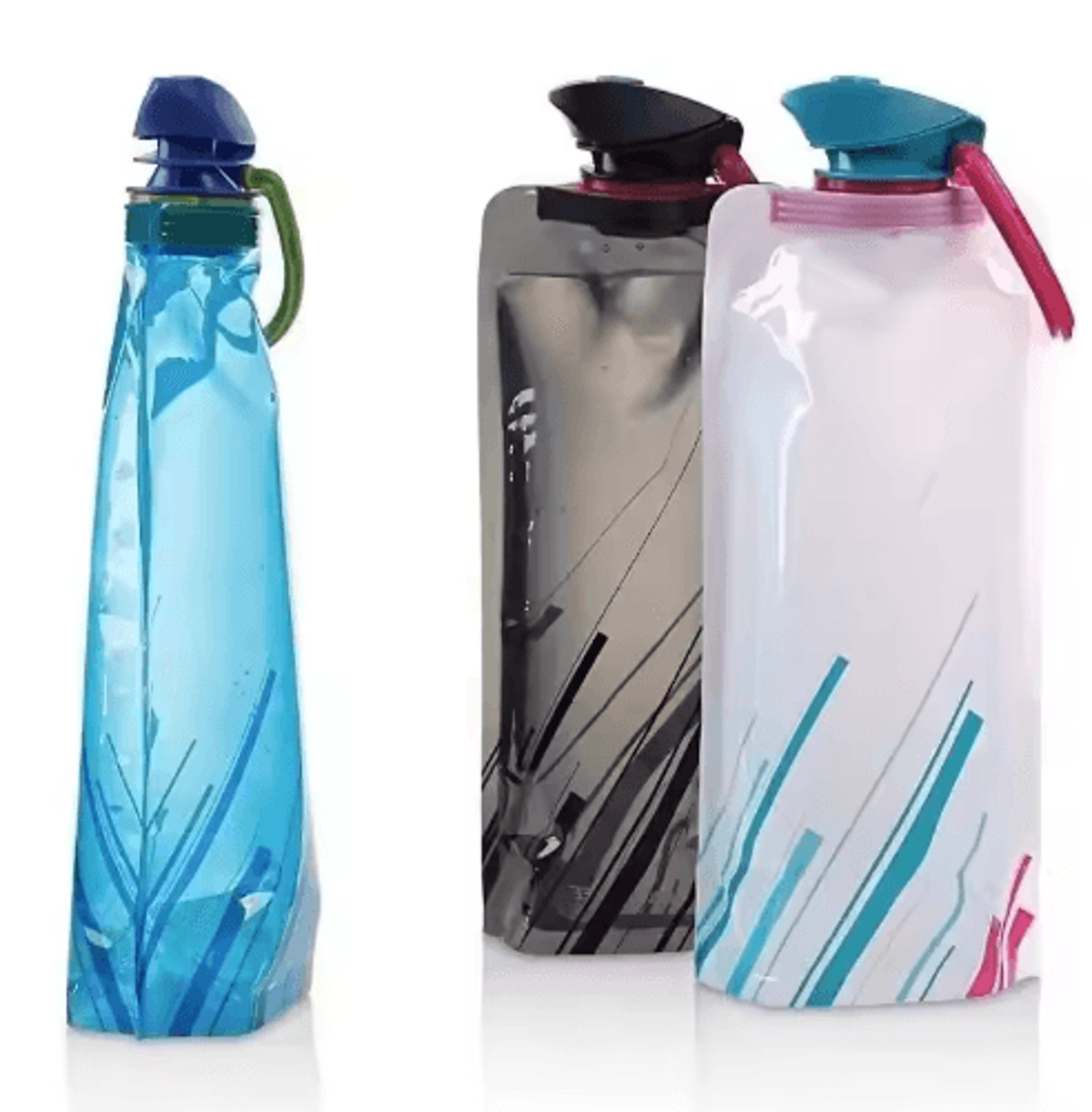 Foldable Water Bottle With Carabiner  Portable Reusable Soft Flask Pouch 5