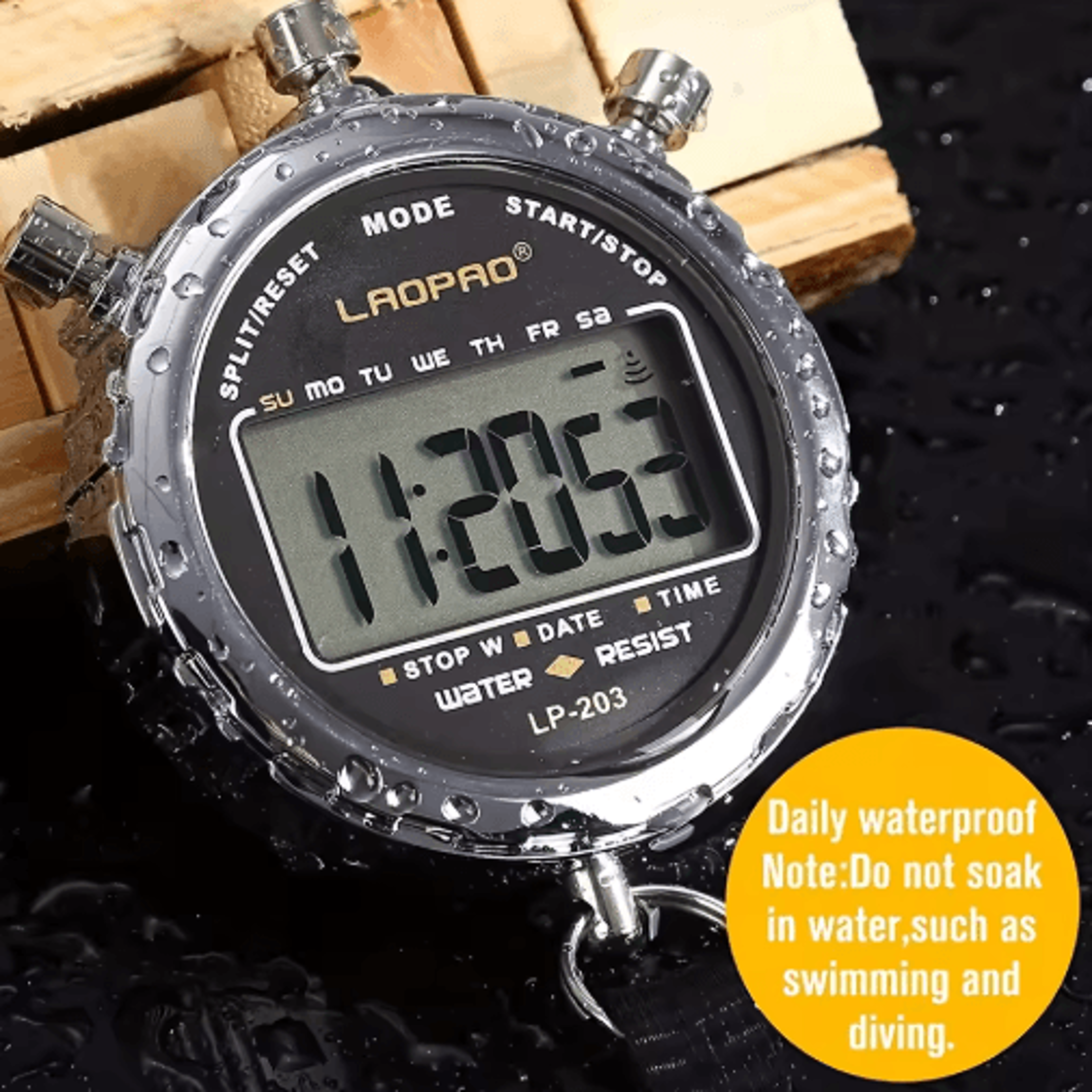 1100 Digital Sports Stopwatch  Rainproof Timer For Training  Competition 0