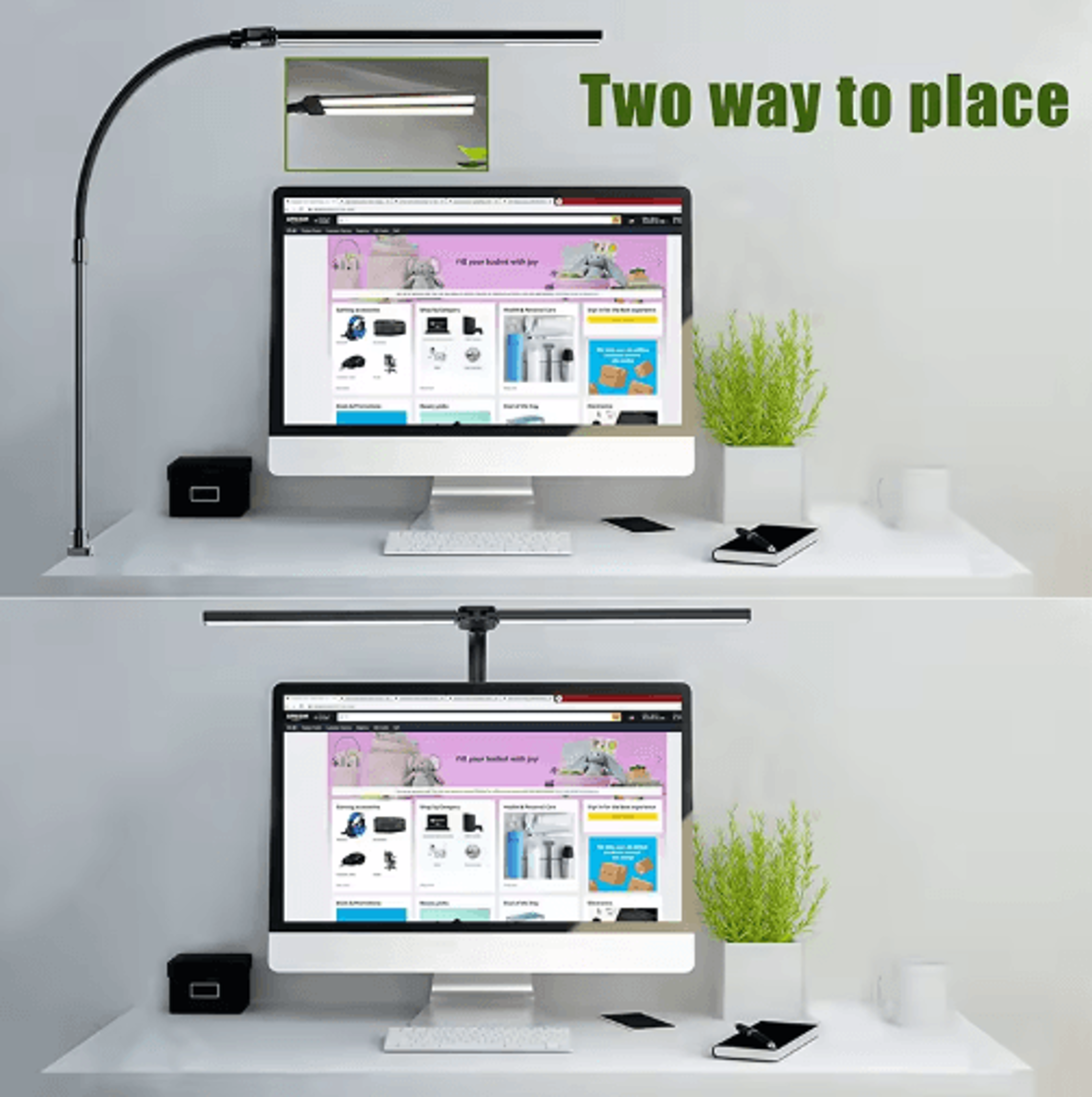 LAOPAO Double Head LED Desk Lamp  24W Dimmable Eye Protection Office Light 0