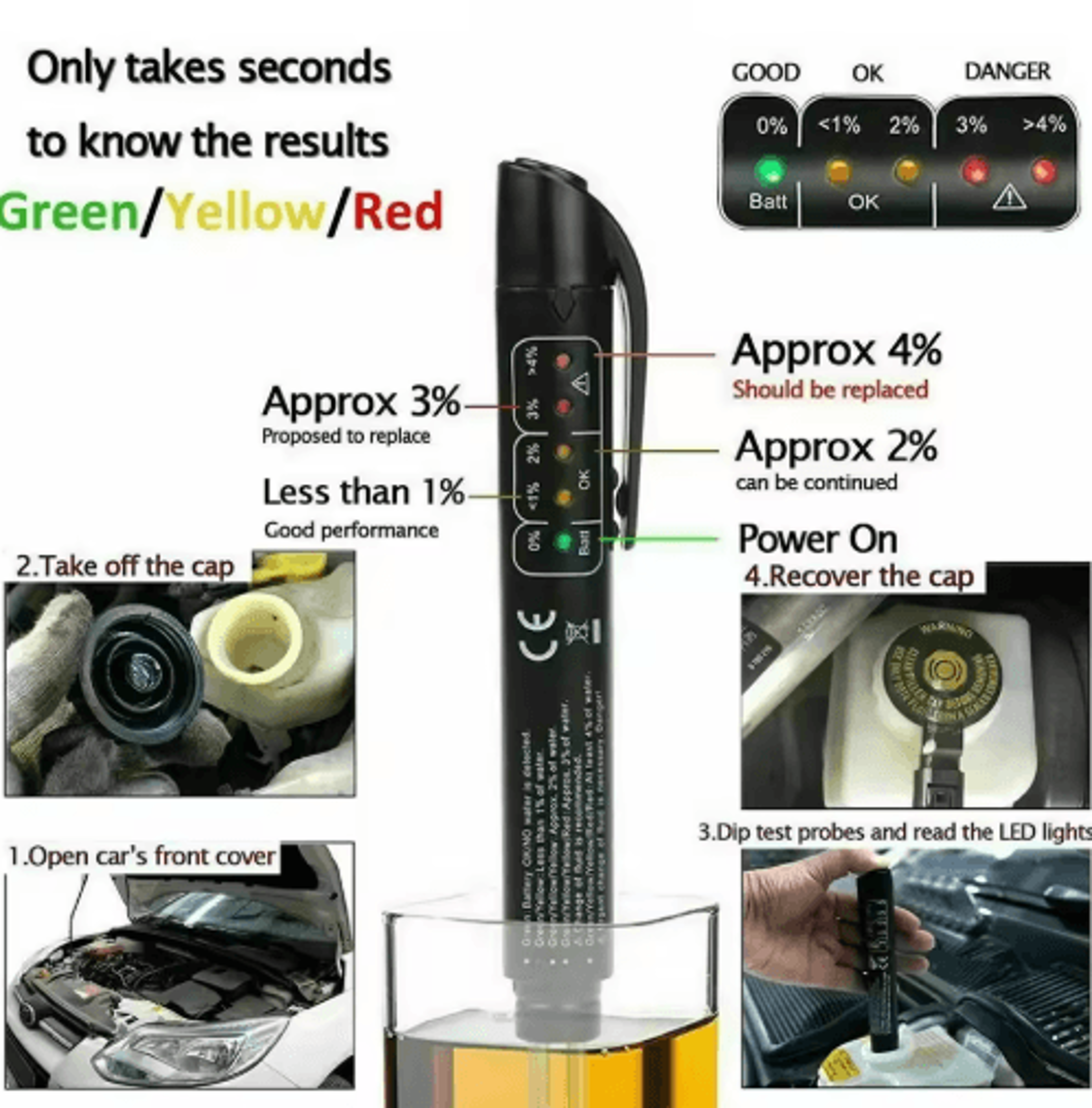 Electronic Brake Fluid Tester Pen For Accurate Moisture  Safety Checks 5