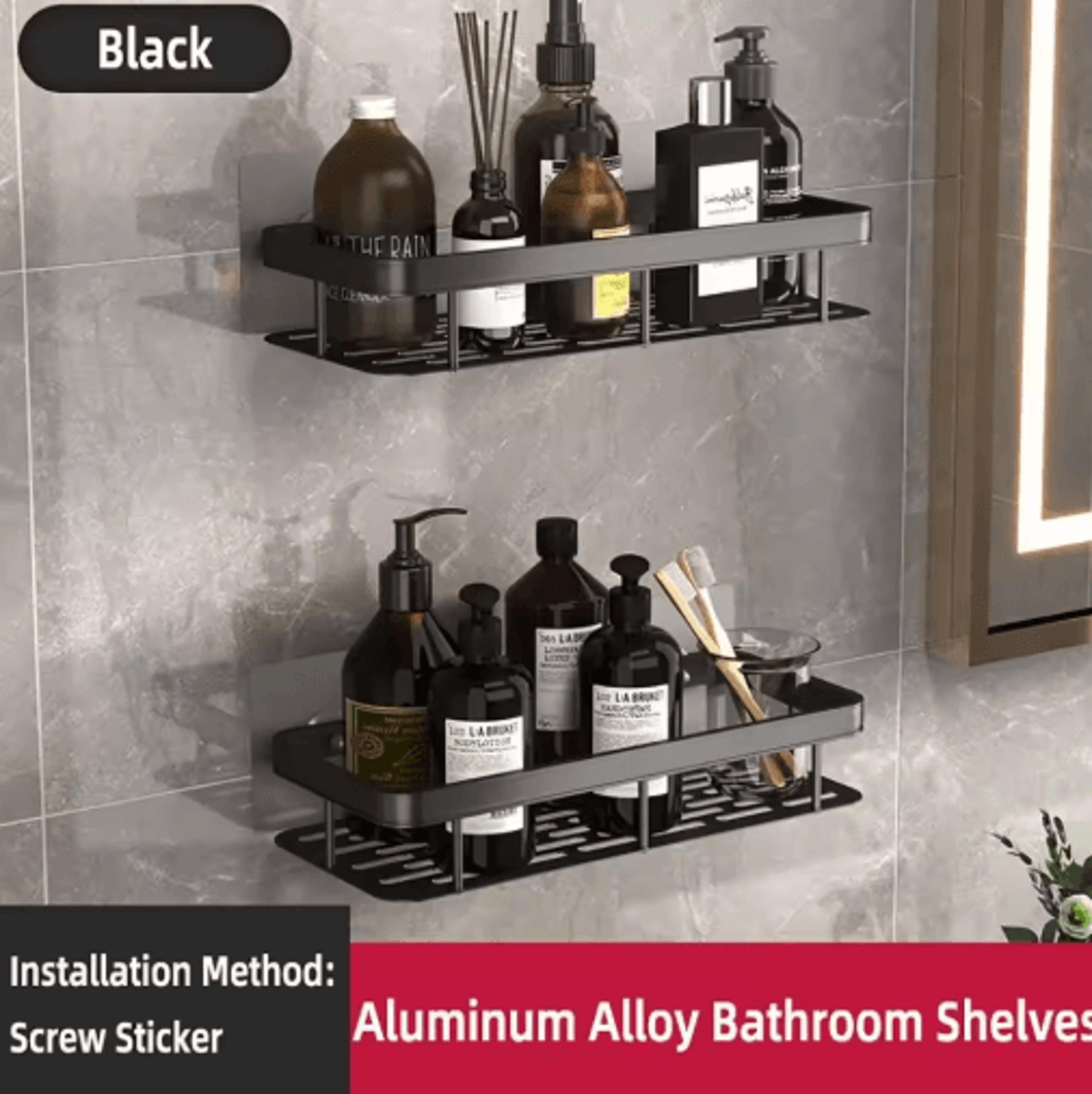 NoDrill Wall Mounted Bathroom Rack For Shower  Corner Storage 5