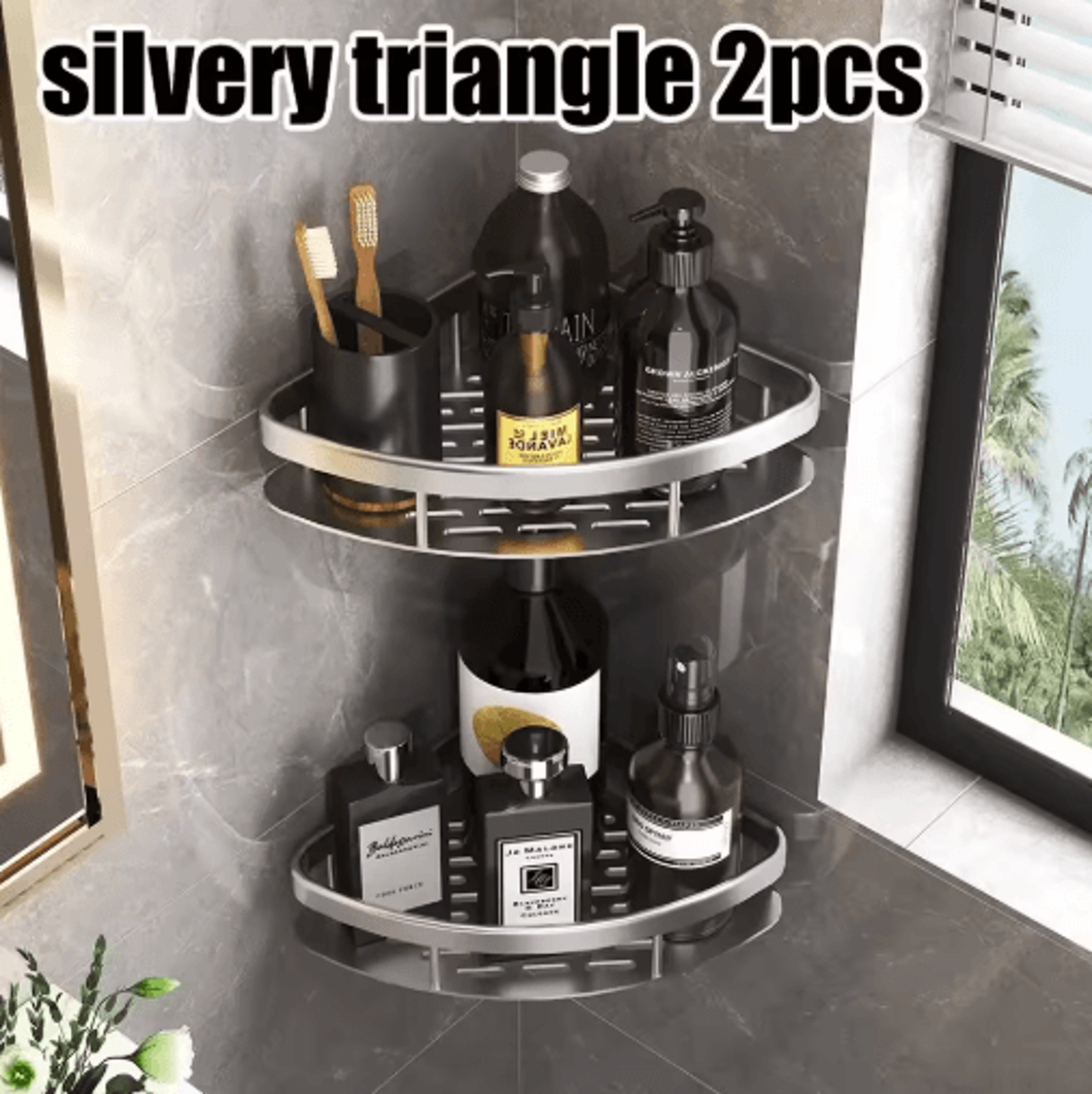 NoDrill Wall Mounted Bathroom Rack For Shower  Corner Storage 8