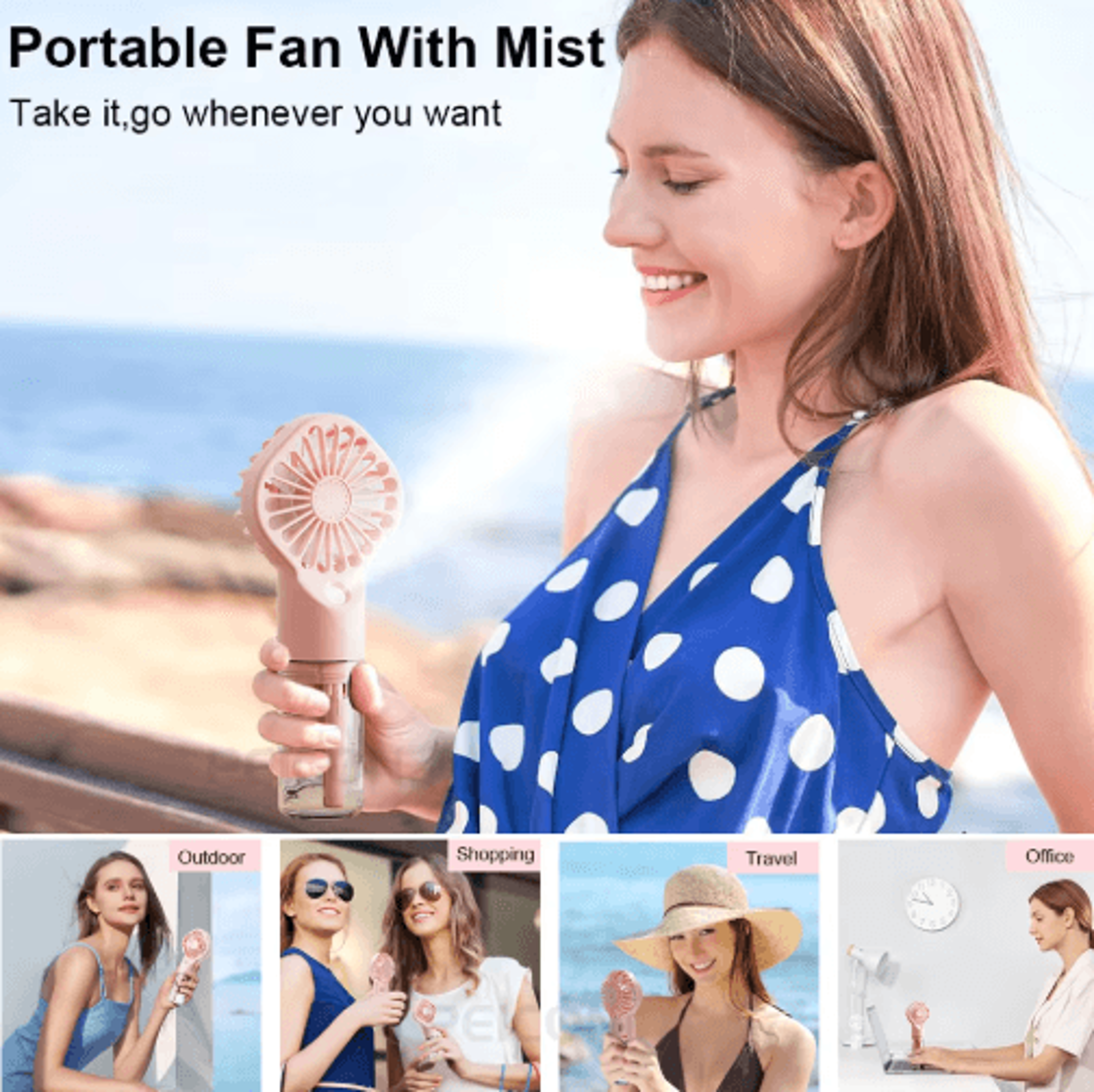Portable Mist Handheld Fan  USB Rechargeable Mini Spray Fan With Humidifier 8