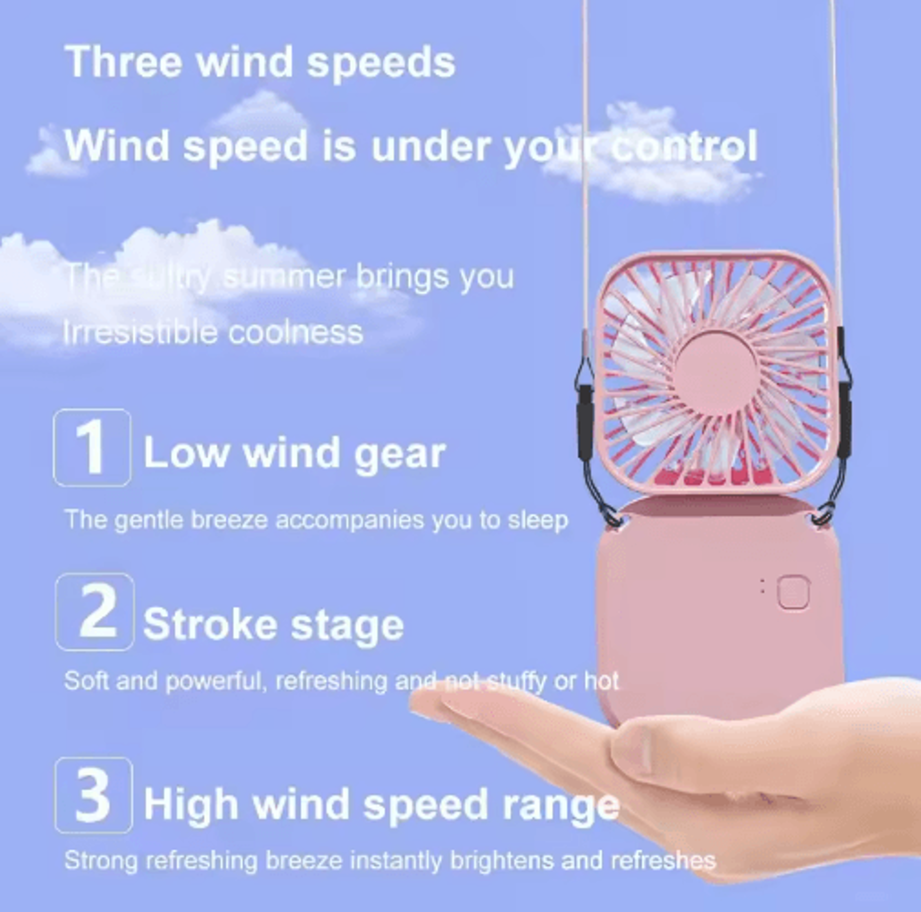 Foldable Handheld Fan  USB Rechargeable Portable Neck  Mini Table Fan 1