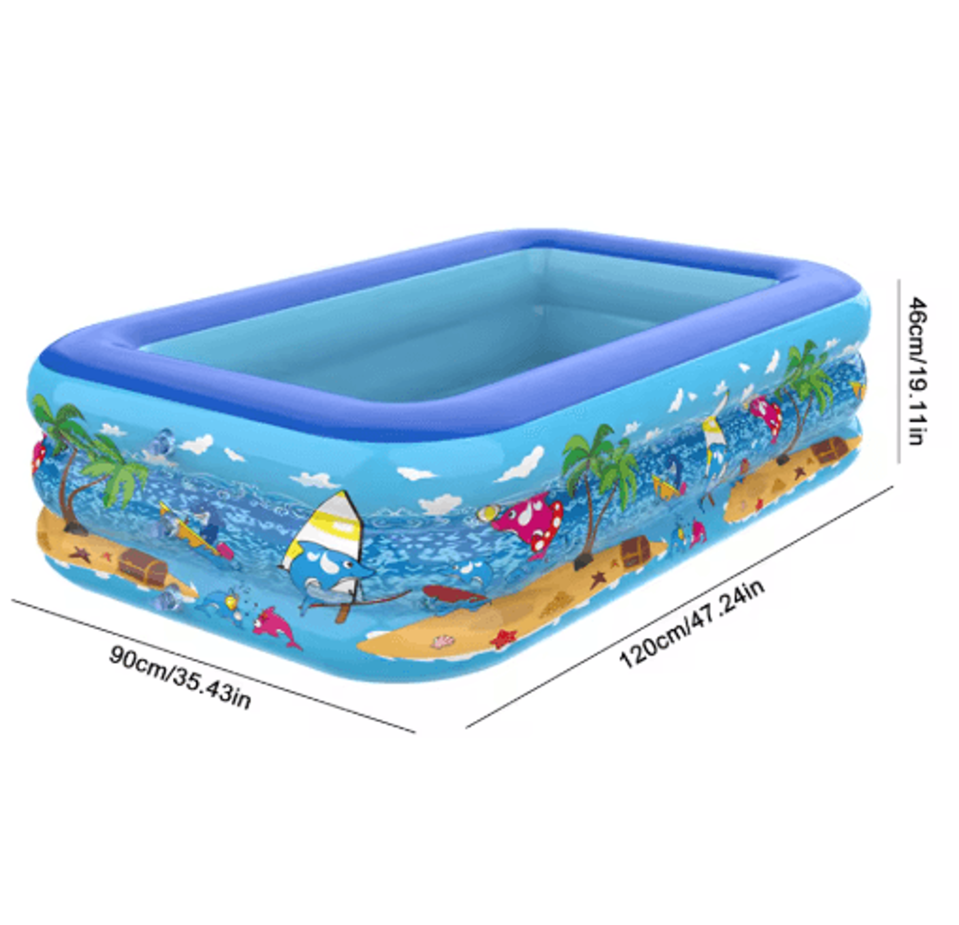 Large Inflatable Family Pool  Rectangular Kids Outdoor Pool For Summer Fun 1
