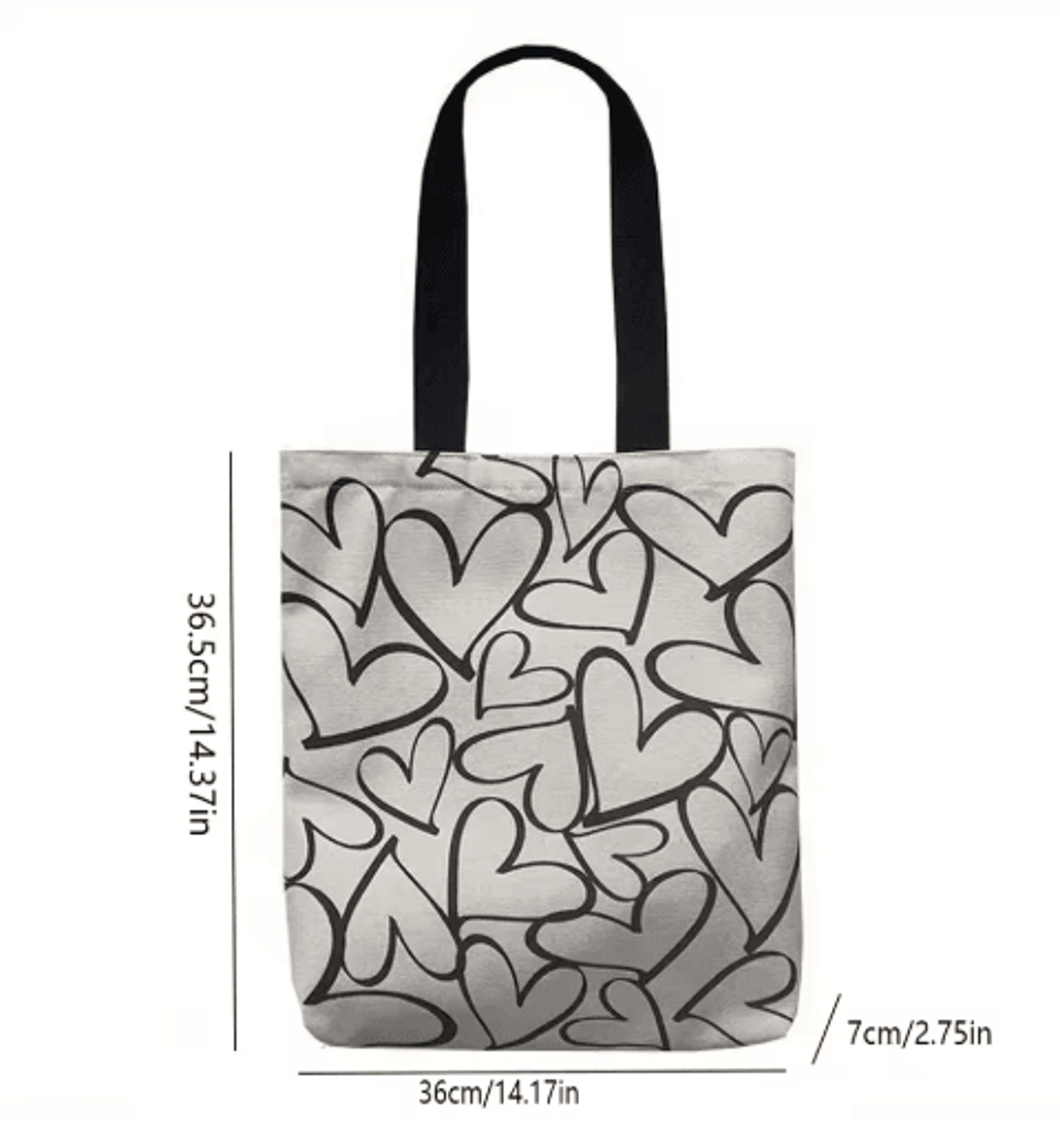 Large Capacity Canvas Tote Bag  Stylish Womens Shoulder Commuter Bag With Love Print 2