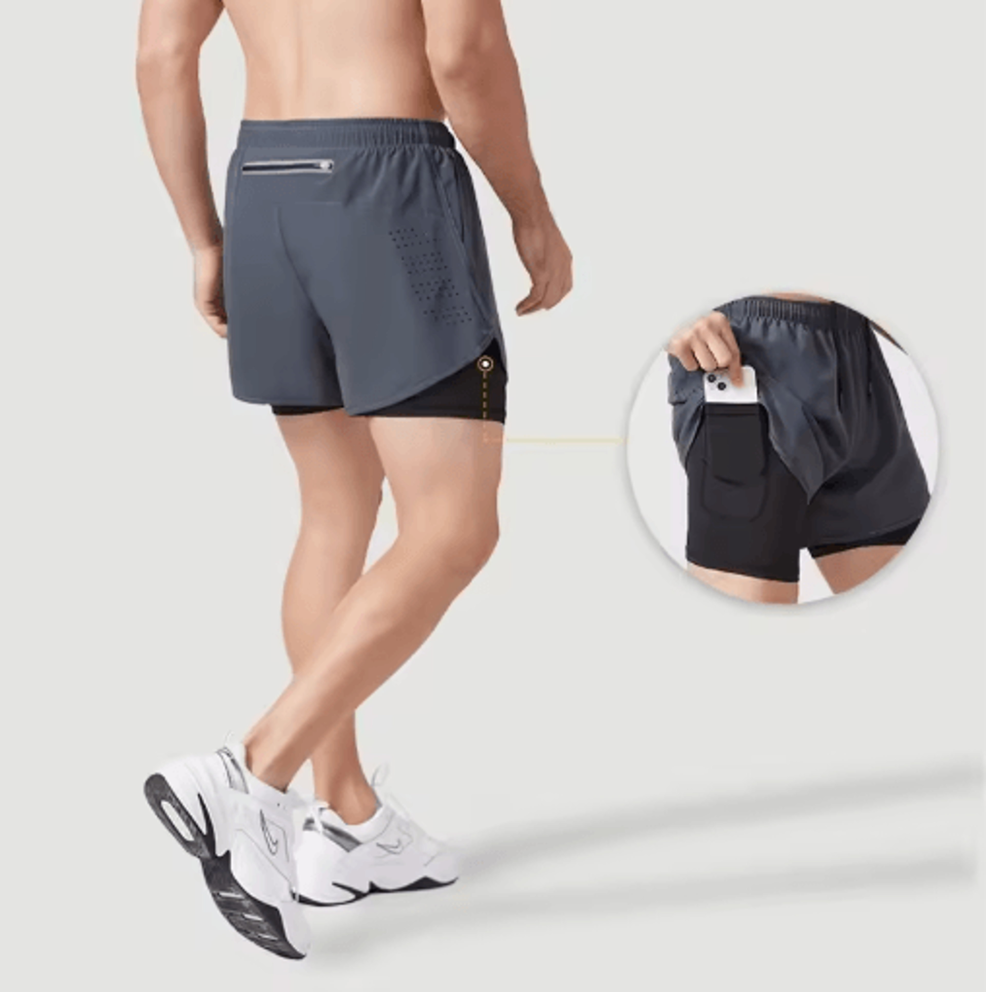 Mens Double Layer Running Shorts Quick Drying Fitness Workout Training Shorts 16