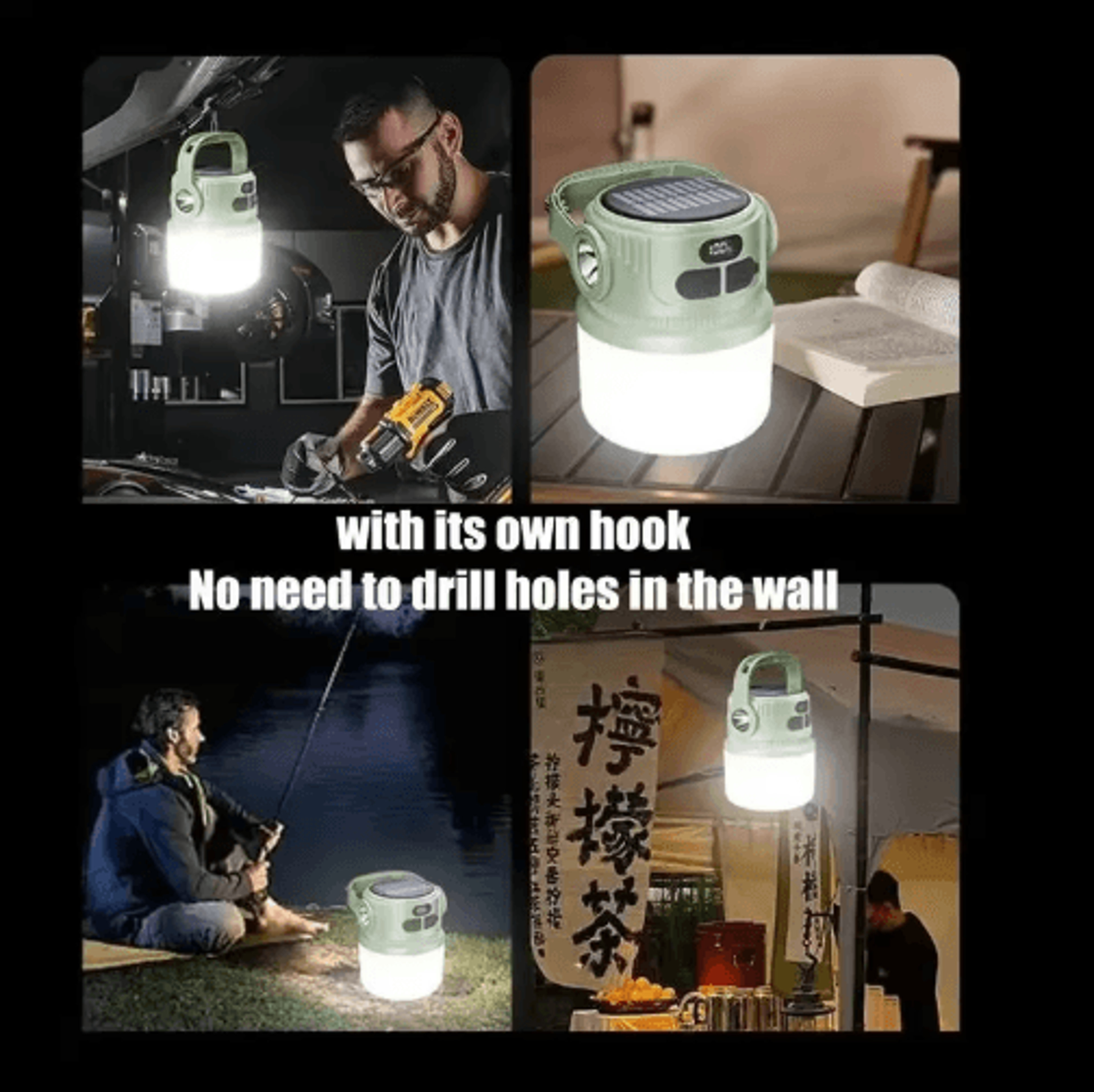 Portable LED Camping Lantern With Solar Rechargeable Power  Waterproof Design 5