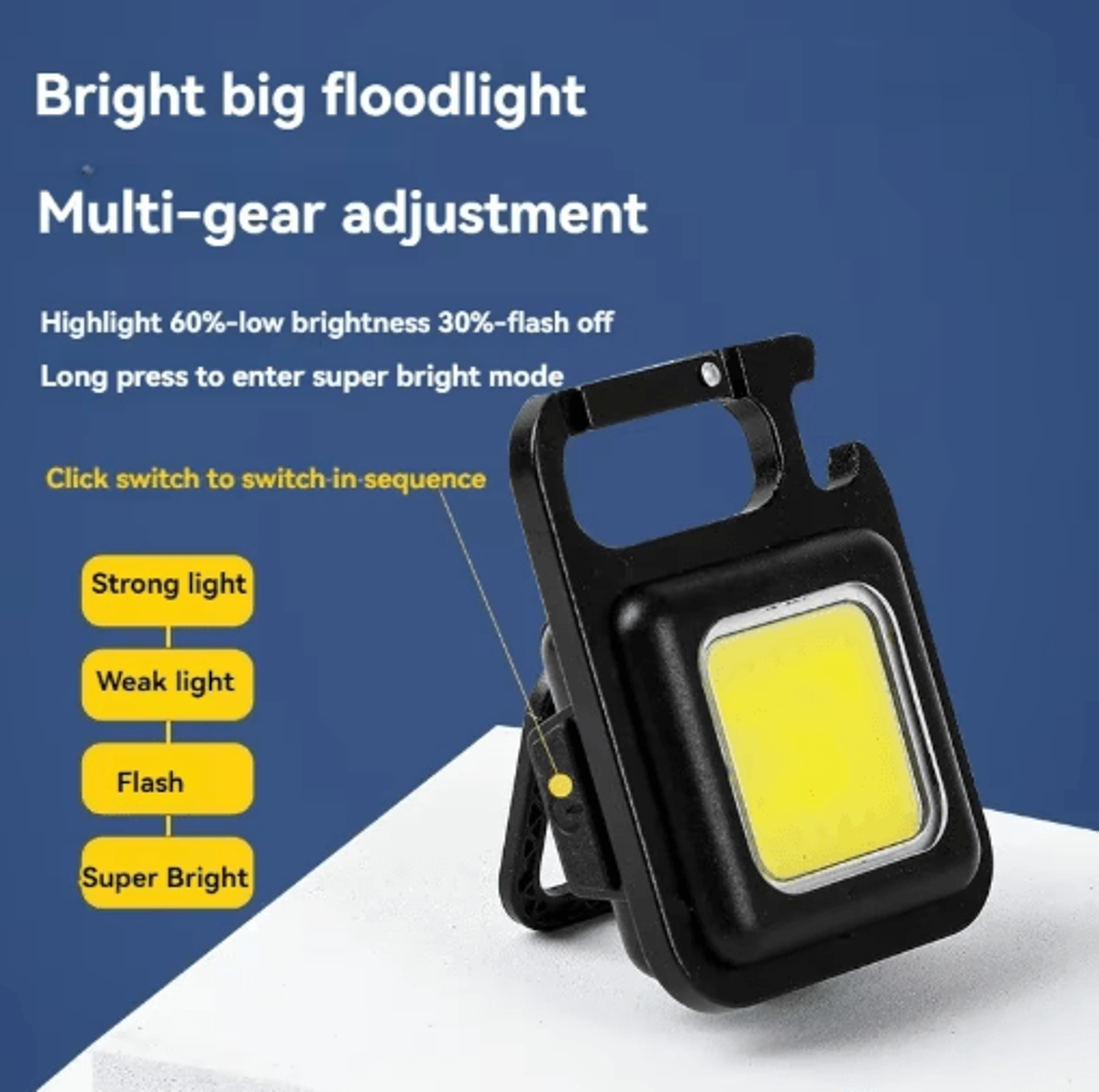 Mini Keychain Camping Light With COB Rechargeable High Brightness 4