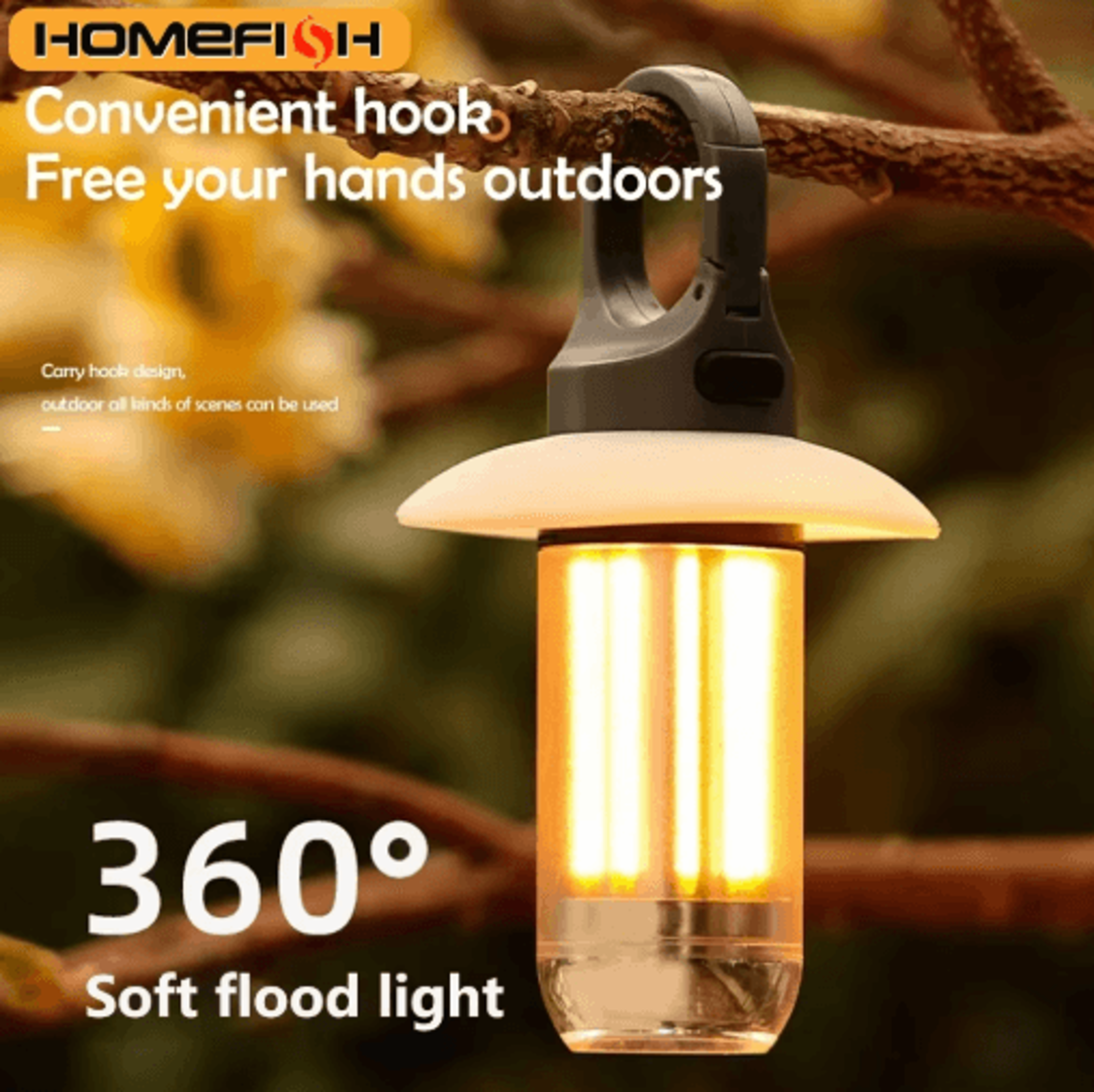 Super Bright LED Camping Lantern With Rechargeable Flashlight  5 Modes 0