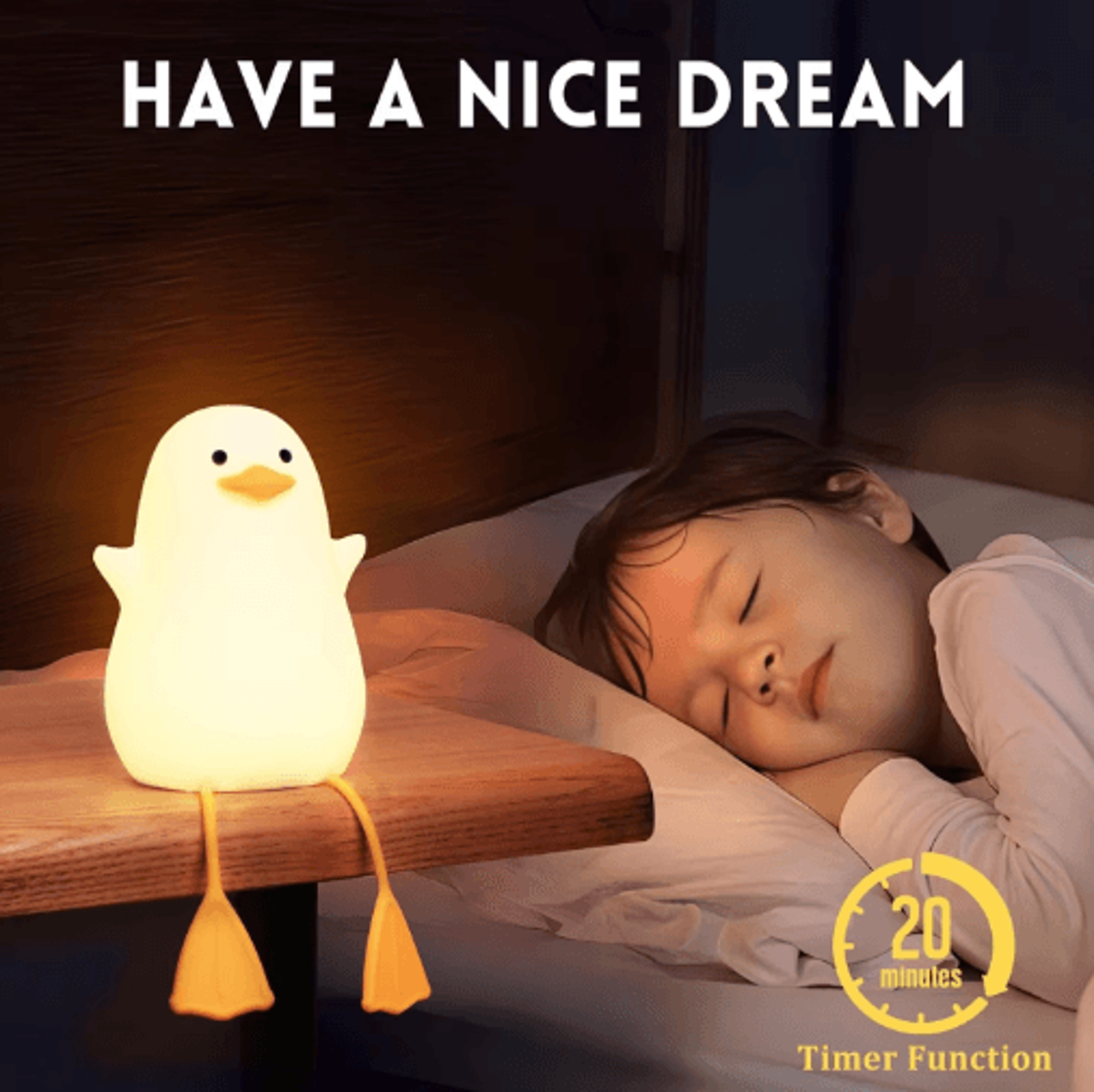 Cute Duck Silicone Night Light With Touch Pat Control  USB Rechargeable Design 6