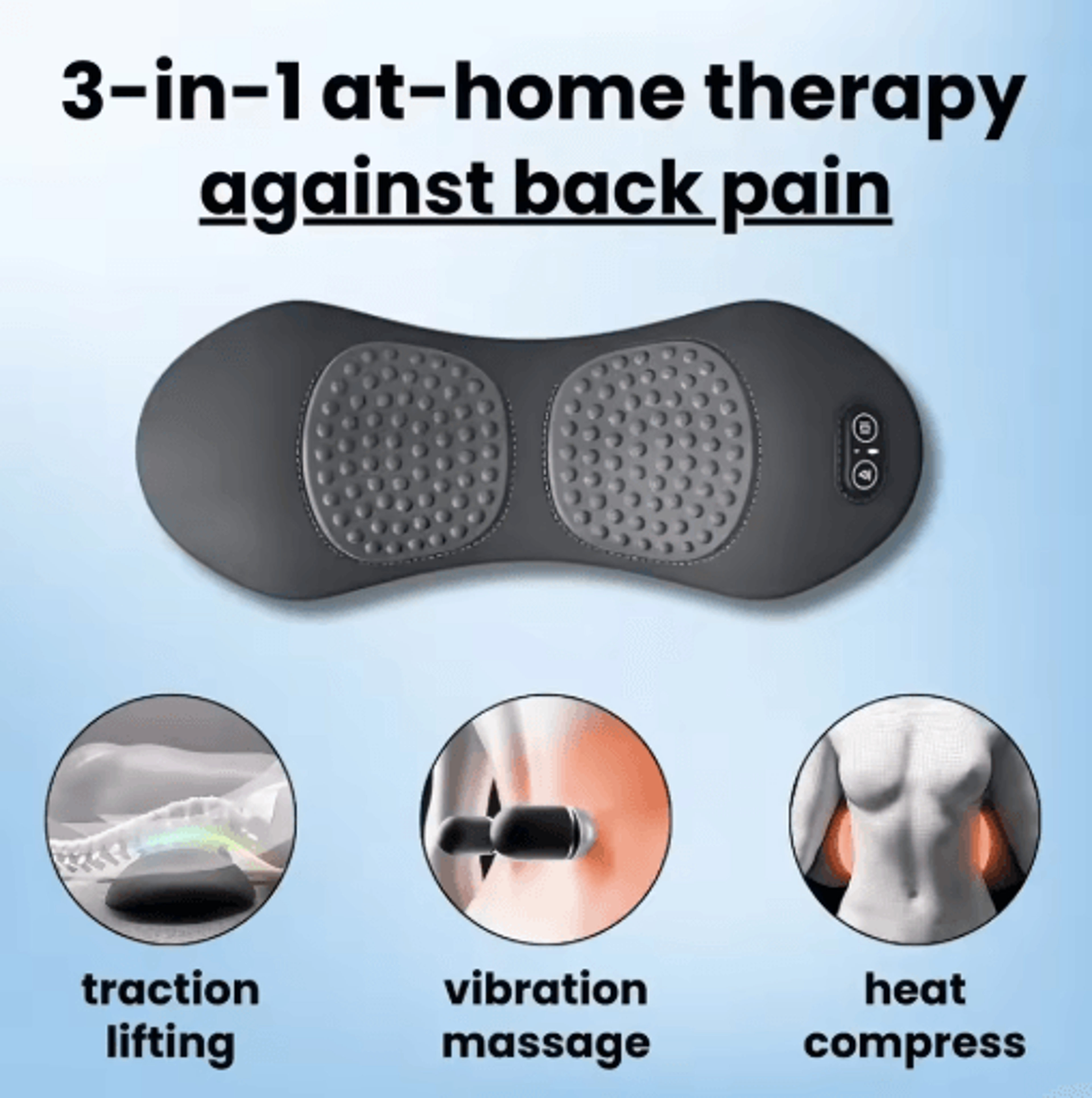 Okayso 3 In 1 Shiatsu Back Massager Portable Deep Tissue Massager For Back Shoulder  Waist Relief 0