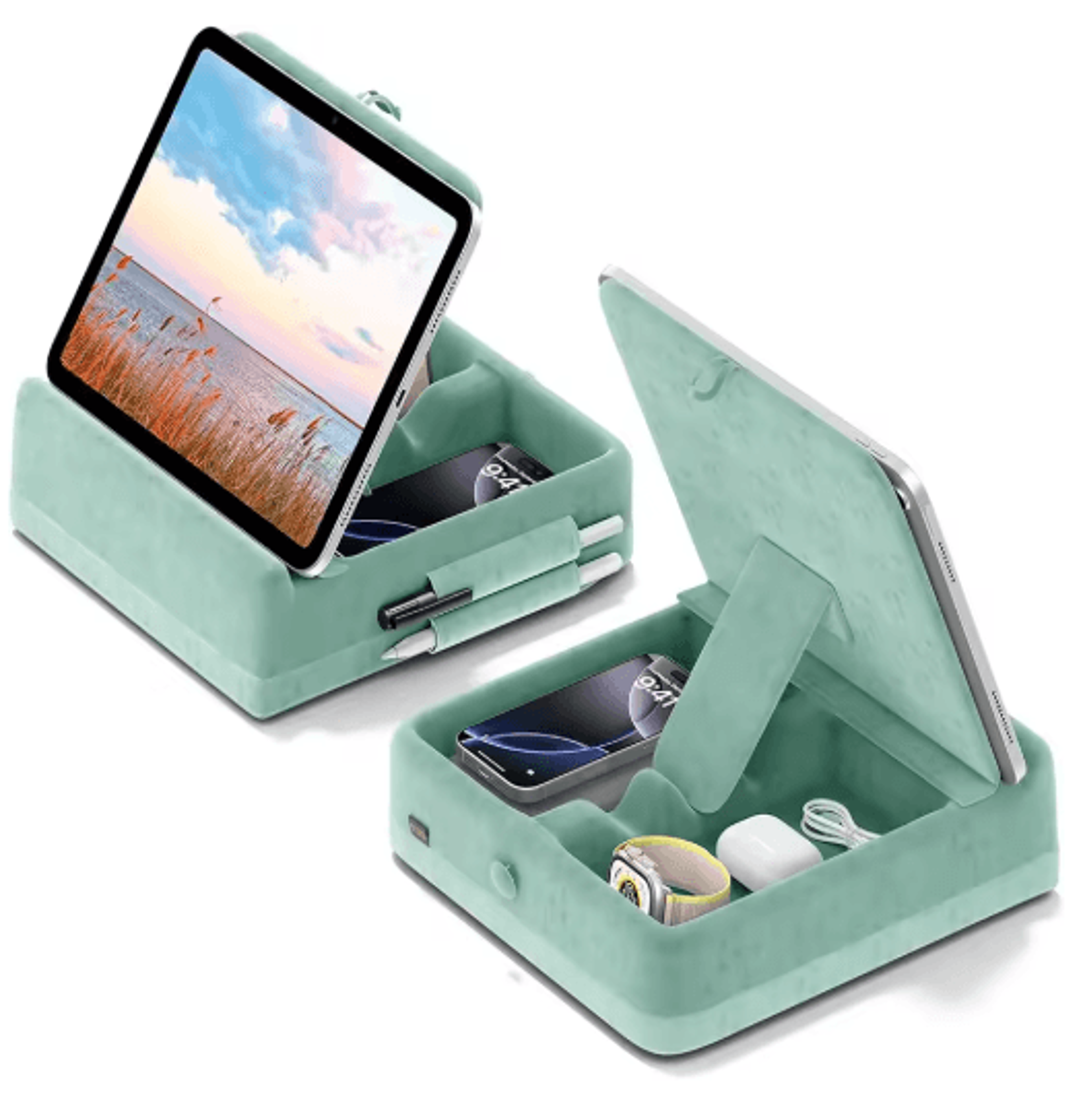 FlexiRest Tablet Pillow Stand Adjustable IPad Stand For Bed With Storage  Stylus Holder 2