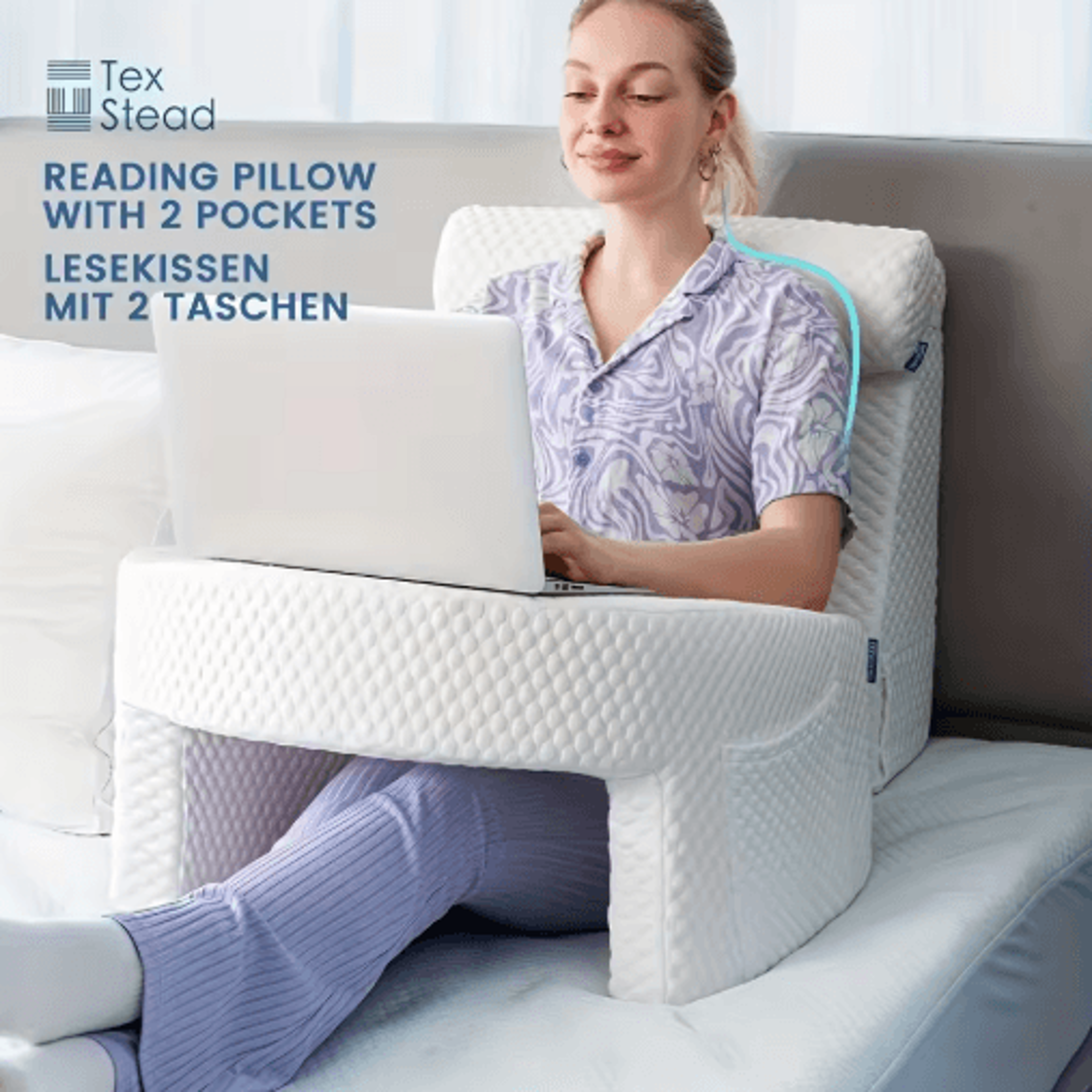 Extra Large Memory Foam Reading Pillow With Armrests  Ergonomic Reading Pillow For Gaming Work  Rel 1