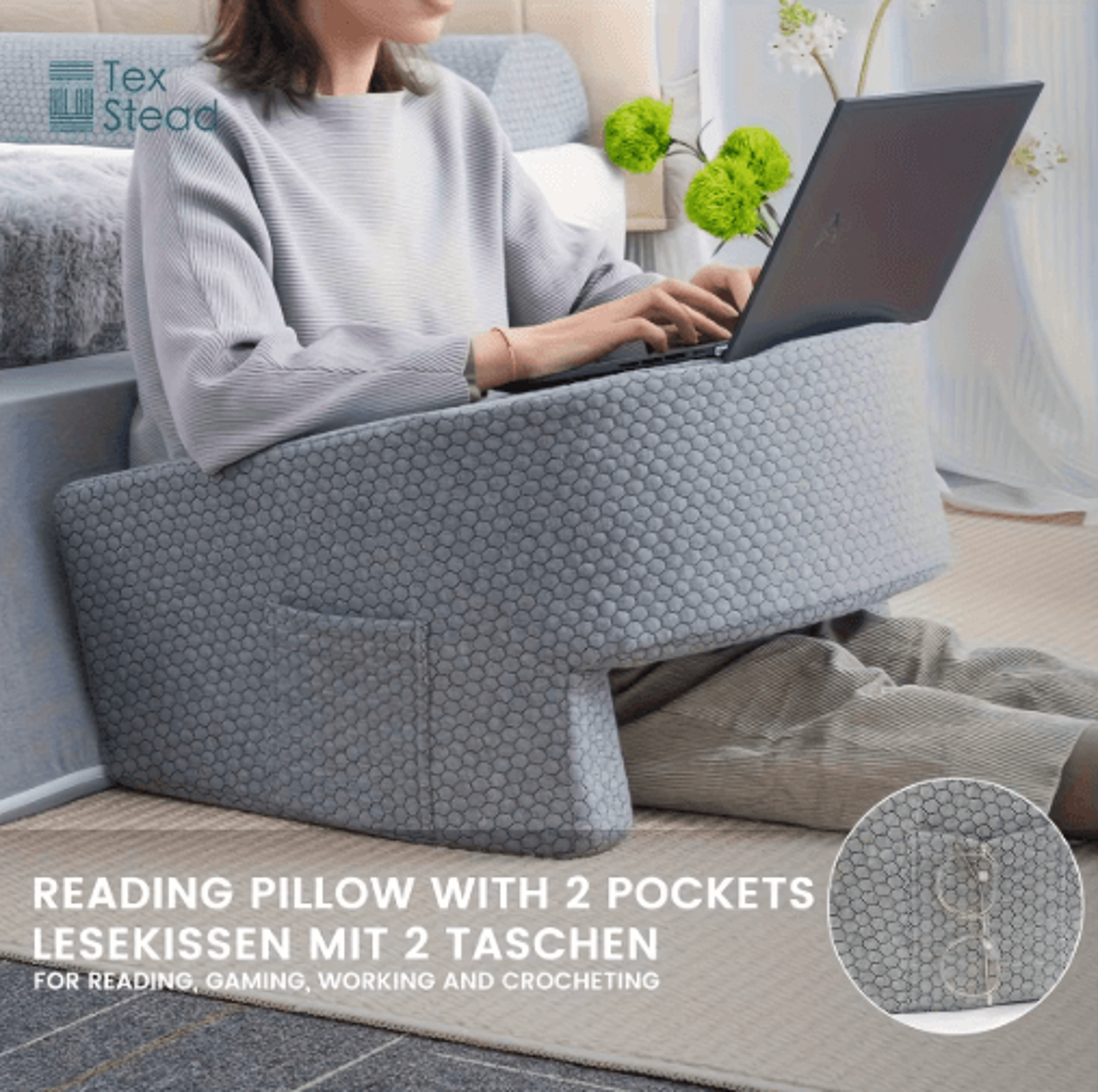 Extra Large Memory Foam Reading Pillow With Armrests  Ergonomic Reading Pillow For Gaming Work  Rel 0