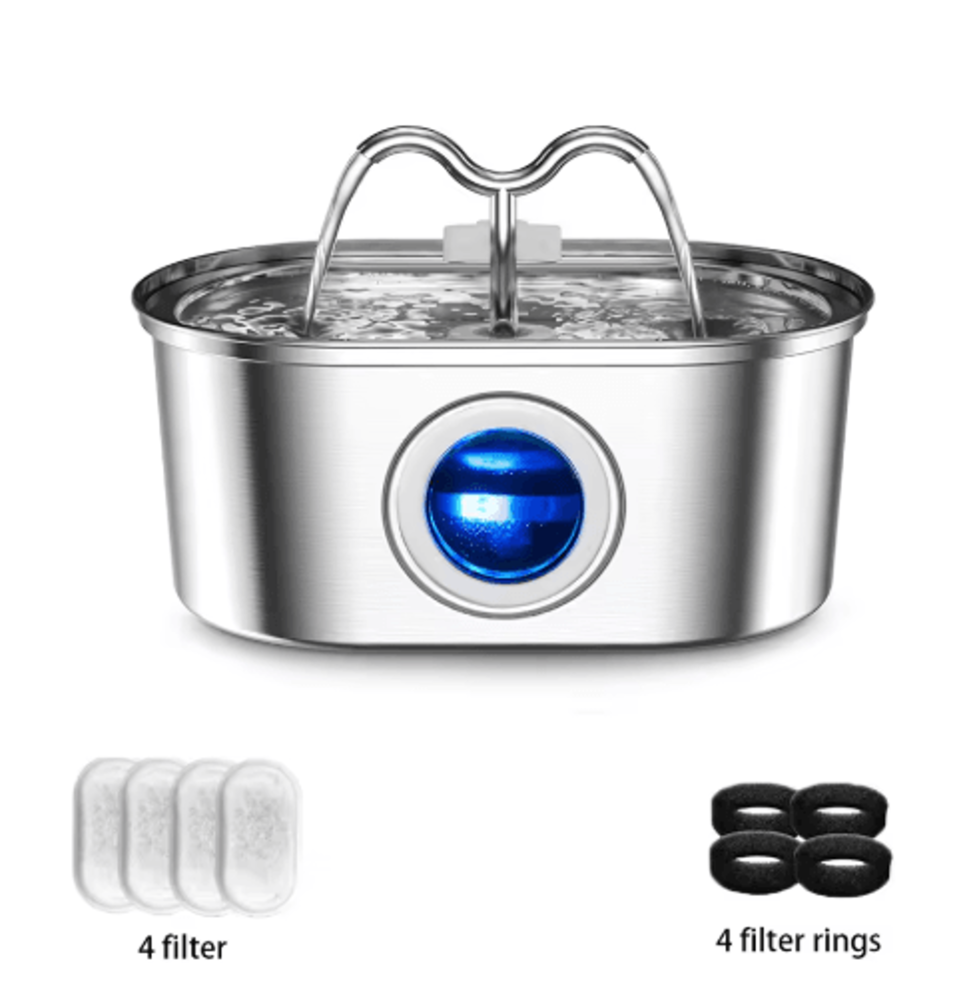 32L Stainless Steel Pet Water Fountain With LED  UltraQuiet Cat Water Fountain For Fresh Clean Hydr 2