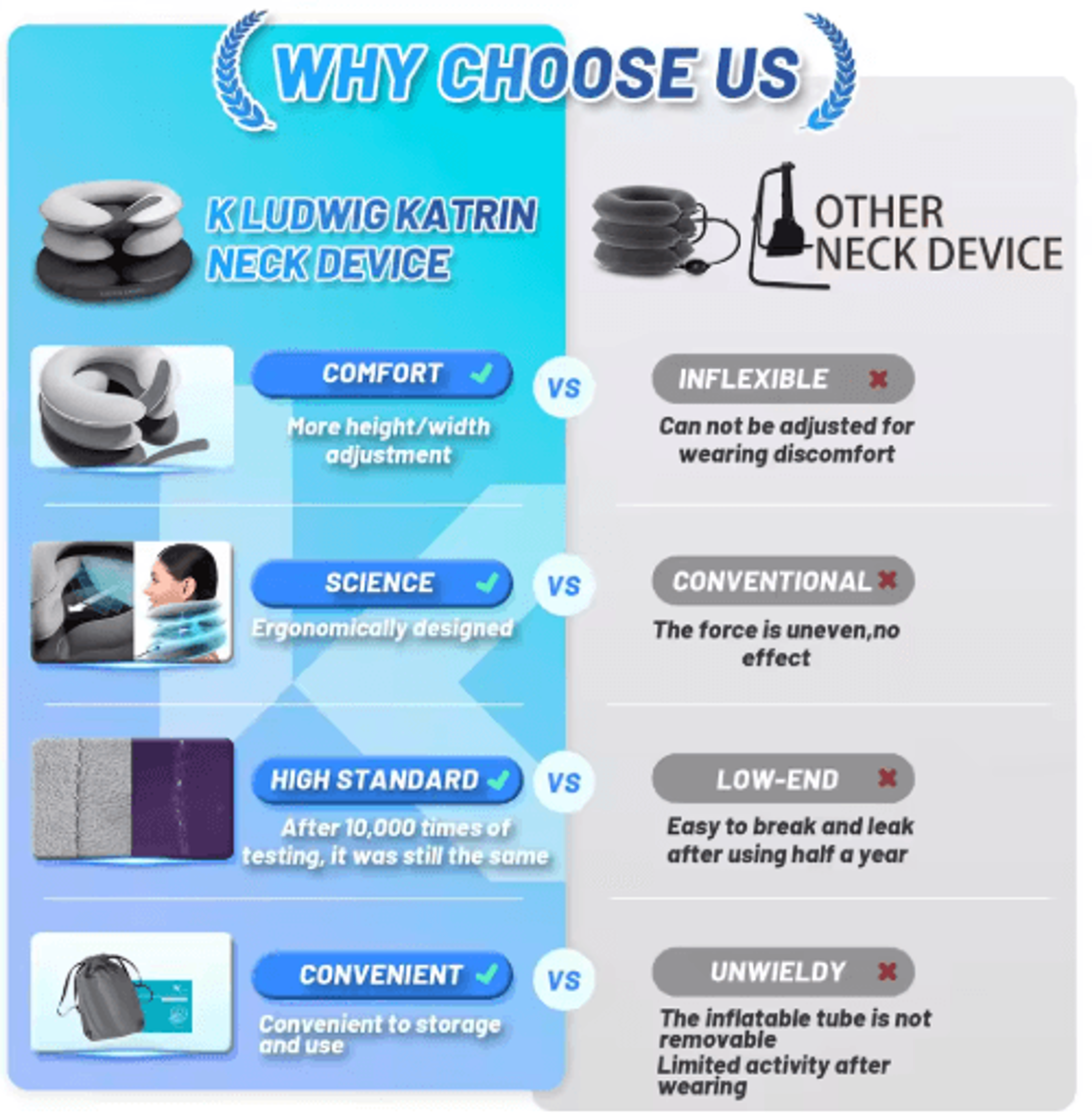 Inflatable Cervical Neck Traction Pillow Adjustable Neck Traction Device For Pain Relief  Posture S 2