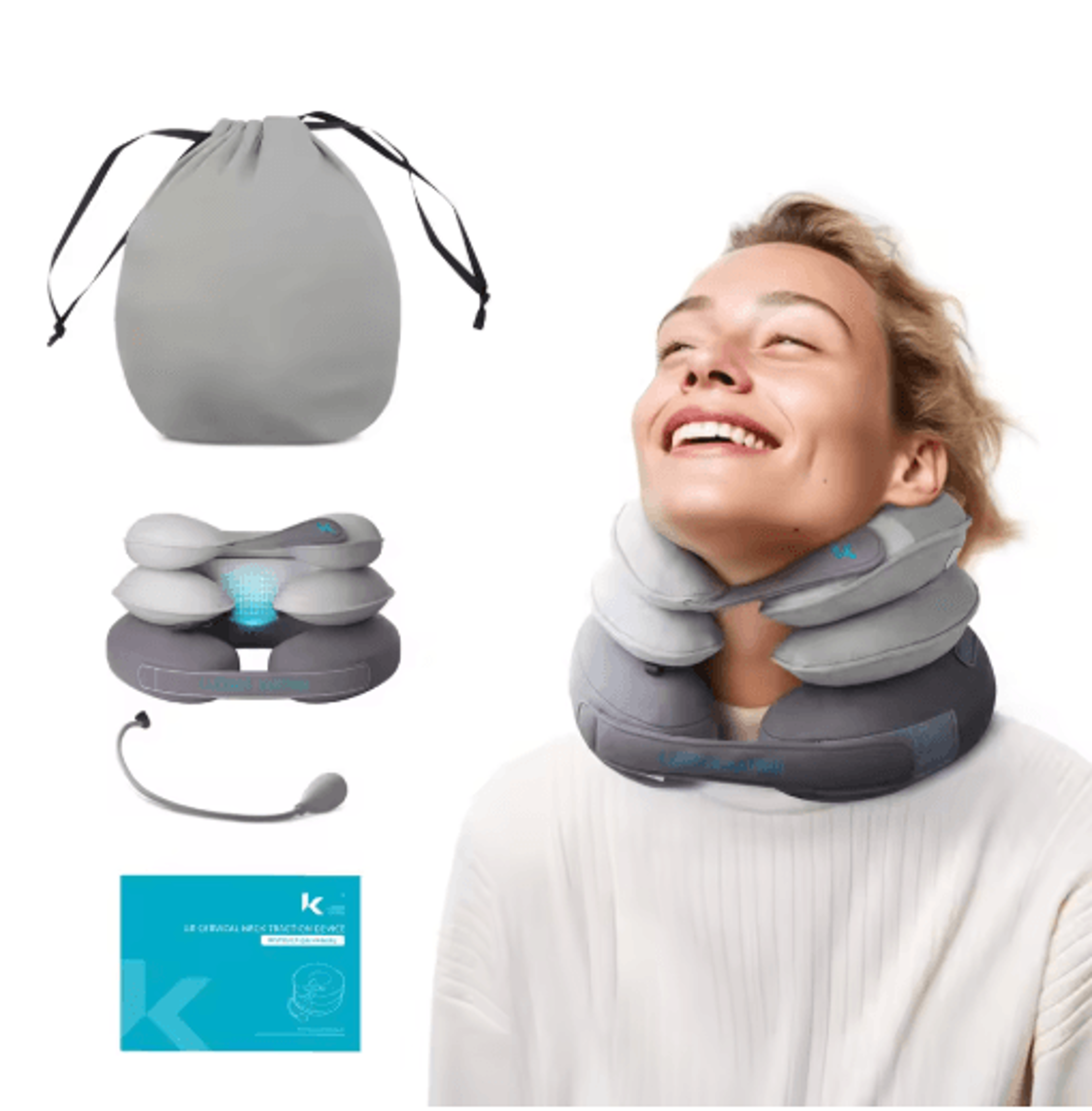 Inflatable Cervical Neck Traction Pillow Adjustable Neck Traction Device For Pain Relief  Posture S 6