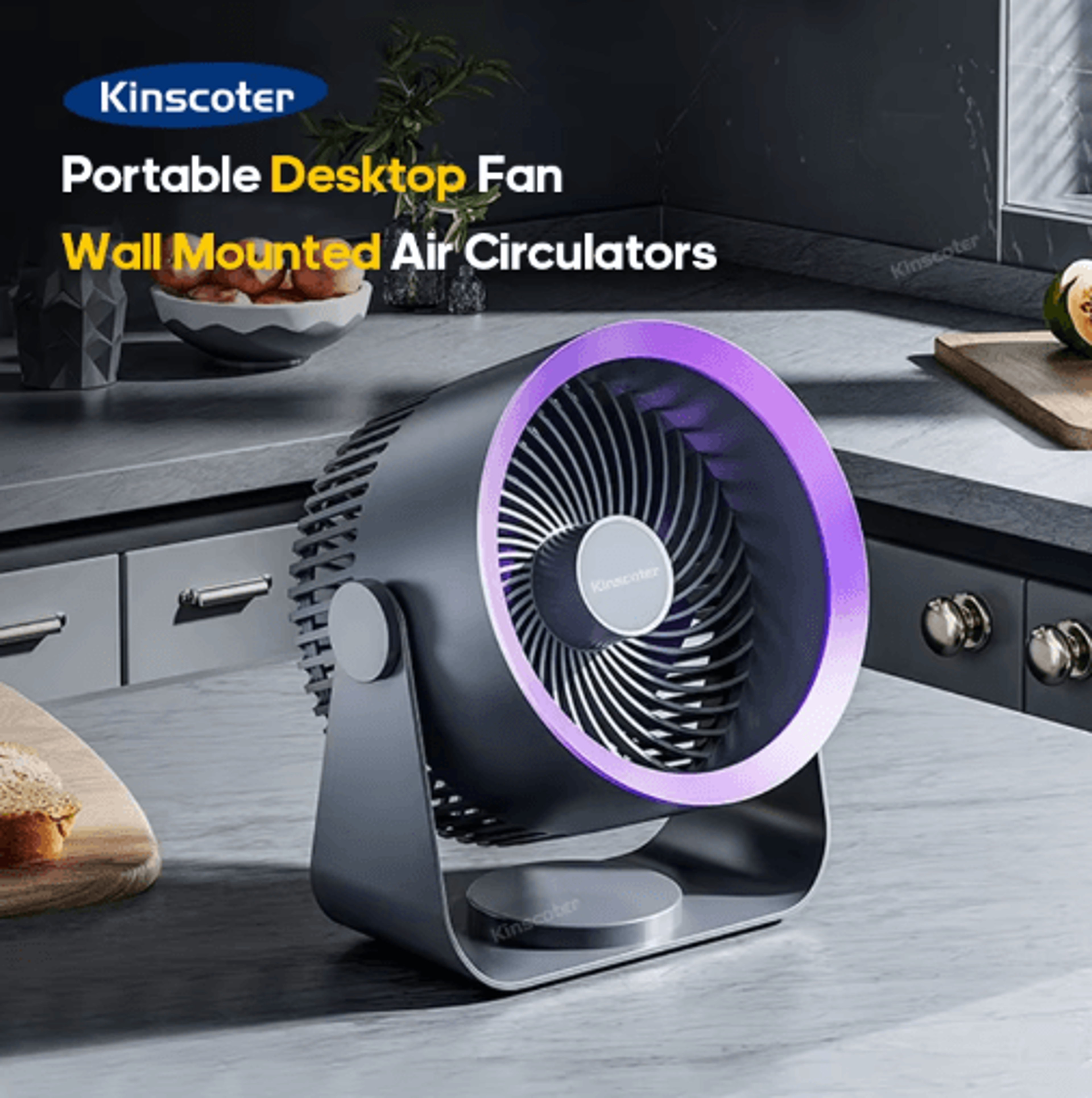 KINSCOTER Wireless Air Circulator Fan Quiet Portable Cooling Fan For Home Desk  Wall Use 0