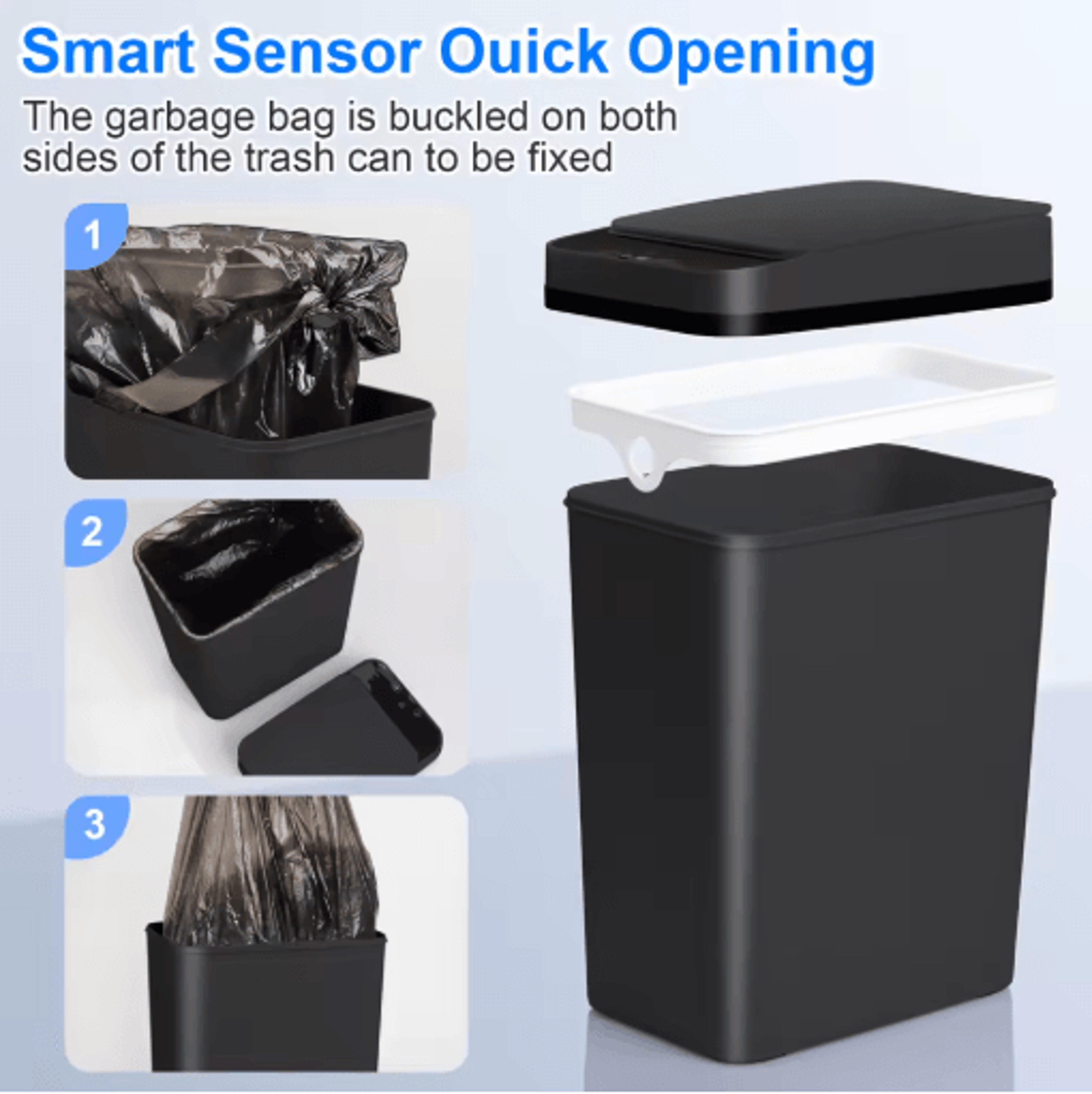 2 Pack 12L Automatic Trash Can Slim Touchless Trash Can With Motion Sensor Lid 2