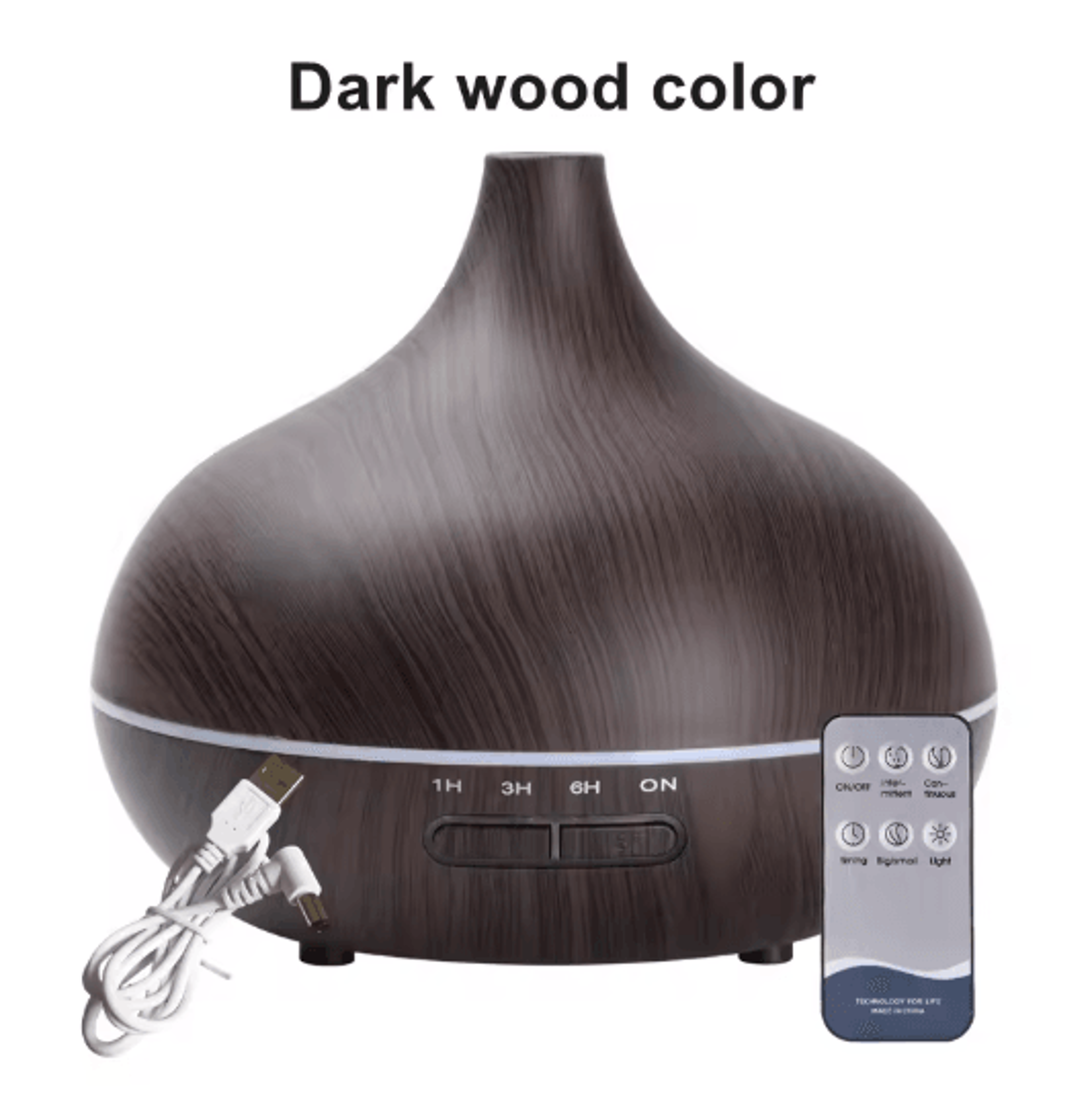 550ML Wood Grain Aroma Diffuser LED Essential Oil Diffuser With Remote  Color Lights 2