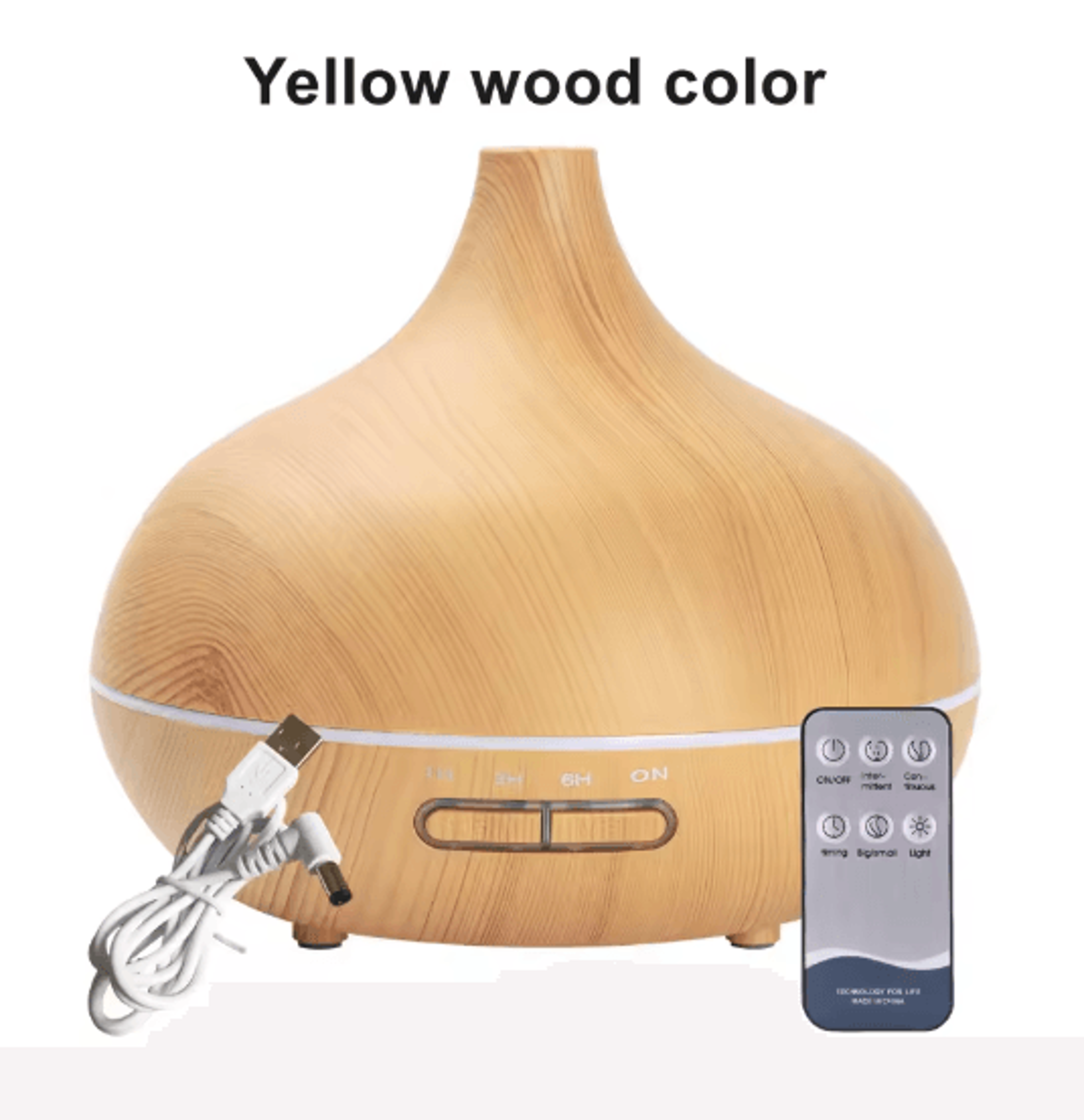 550ML Wood Grain Aroma Diffuser LED Essential Oil Diffuser With Remote  Color Lights 3
