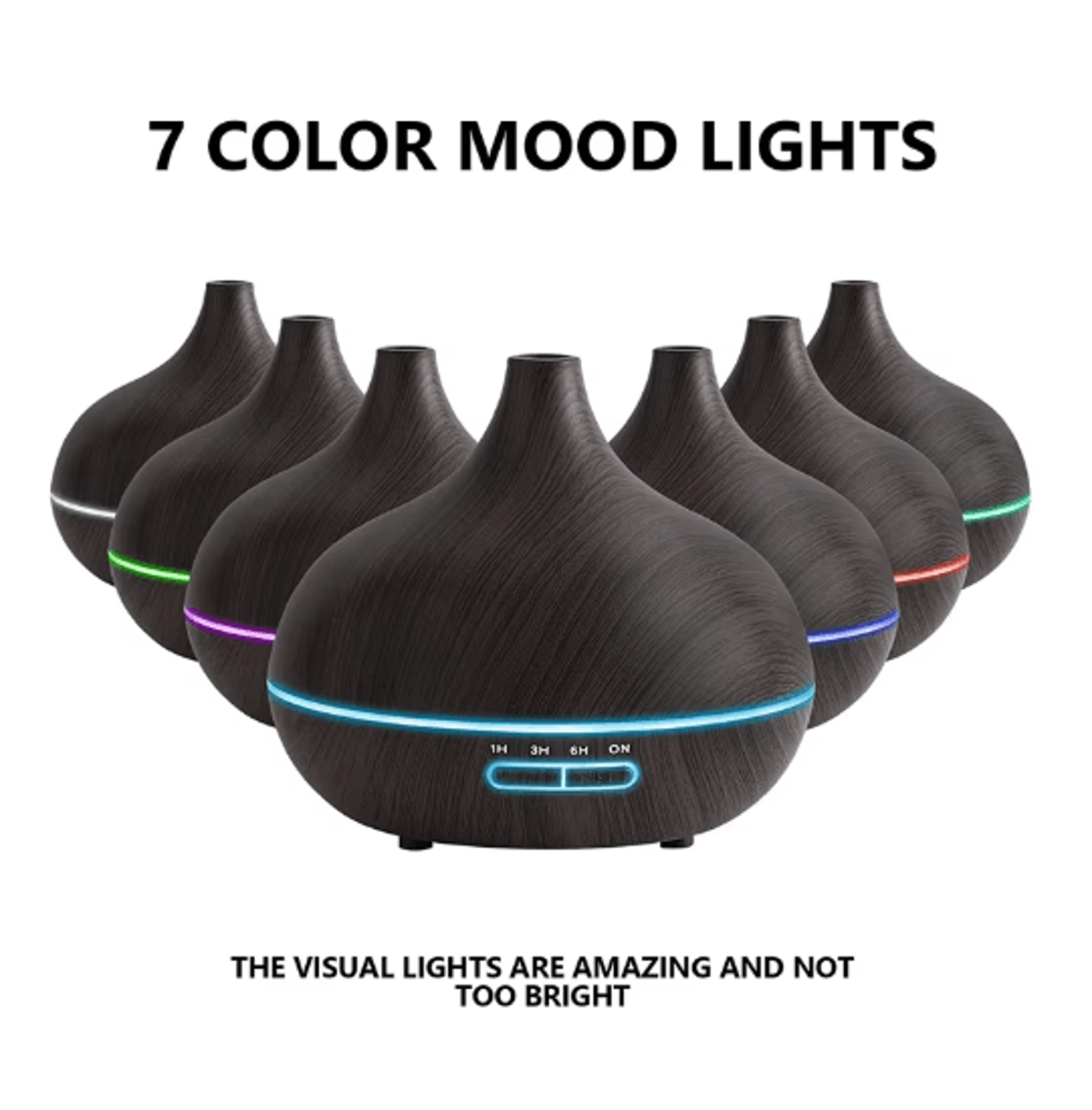550ML Wood Grain Aroma Diffuser LED Essential Oil Diffuser With Remote  Color Lights 0