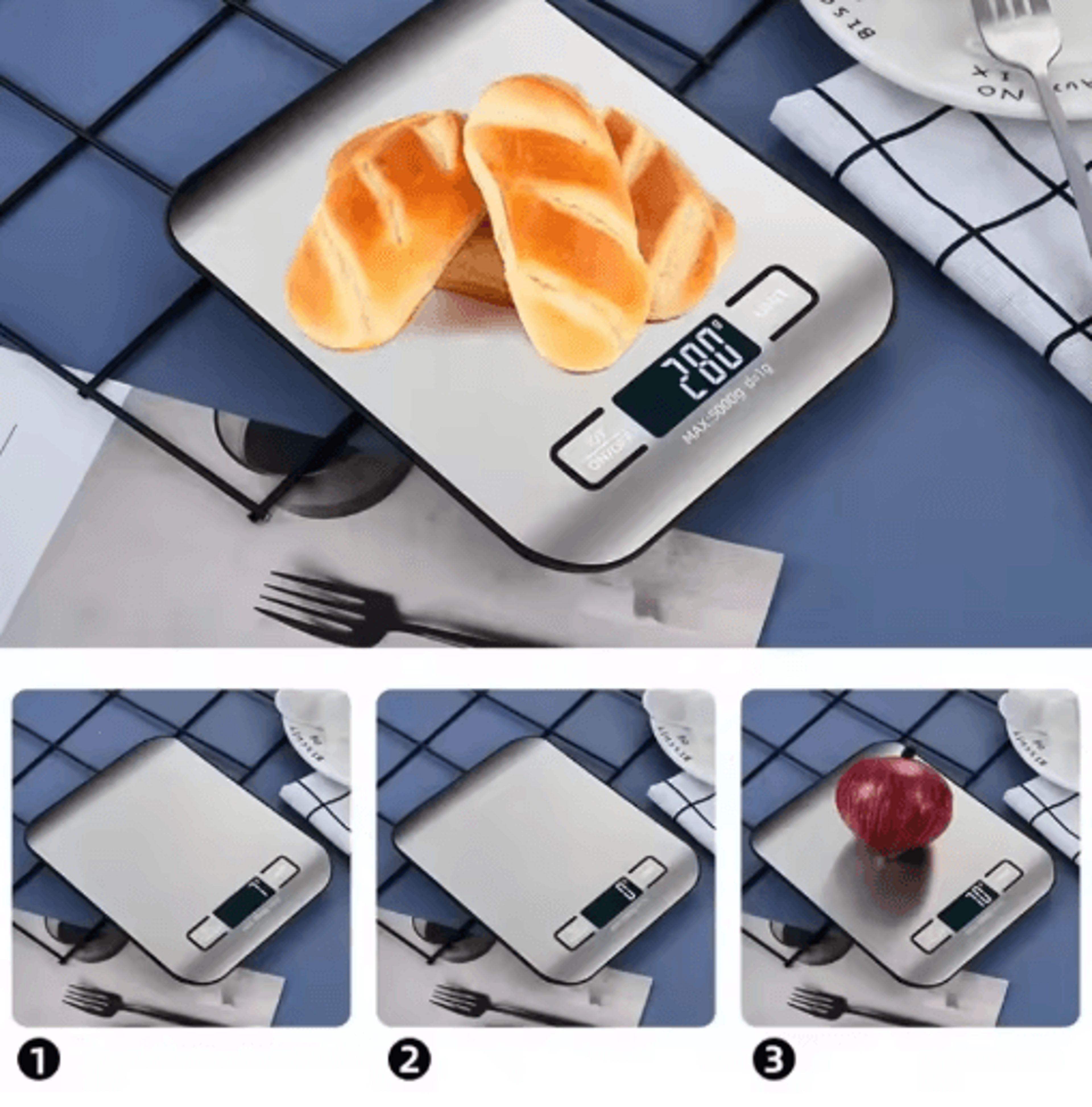 Digital Kitchen Scale With LED Display Precision Stainless Steel Food Weighing Scale 5kg Capacity 4