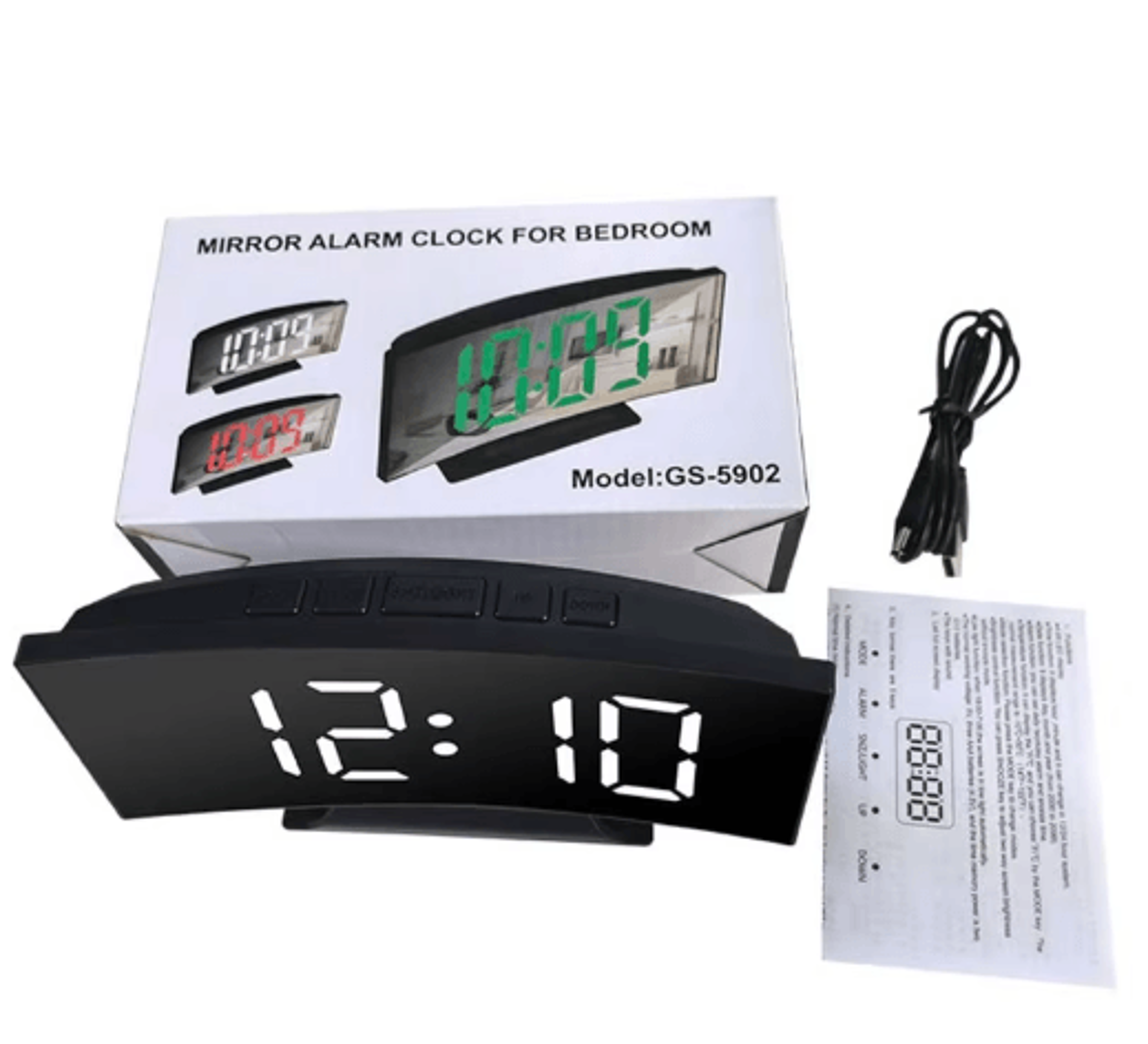 LED Mirror Digital Alarm Clock With Large Display And Silent Noiseless Design 0