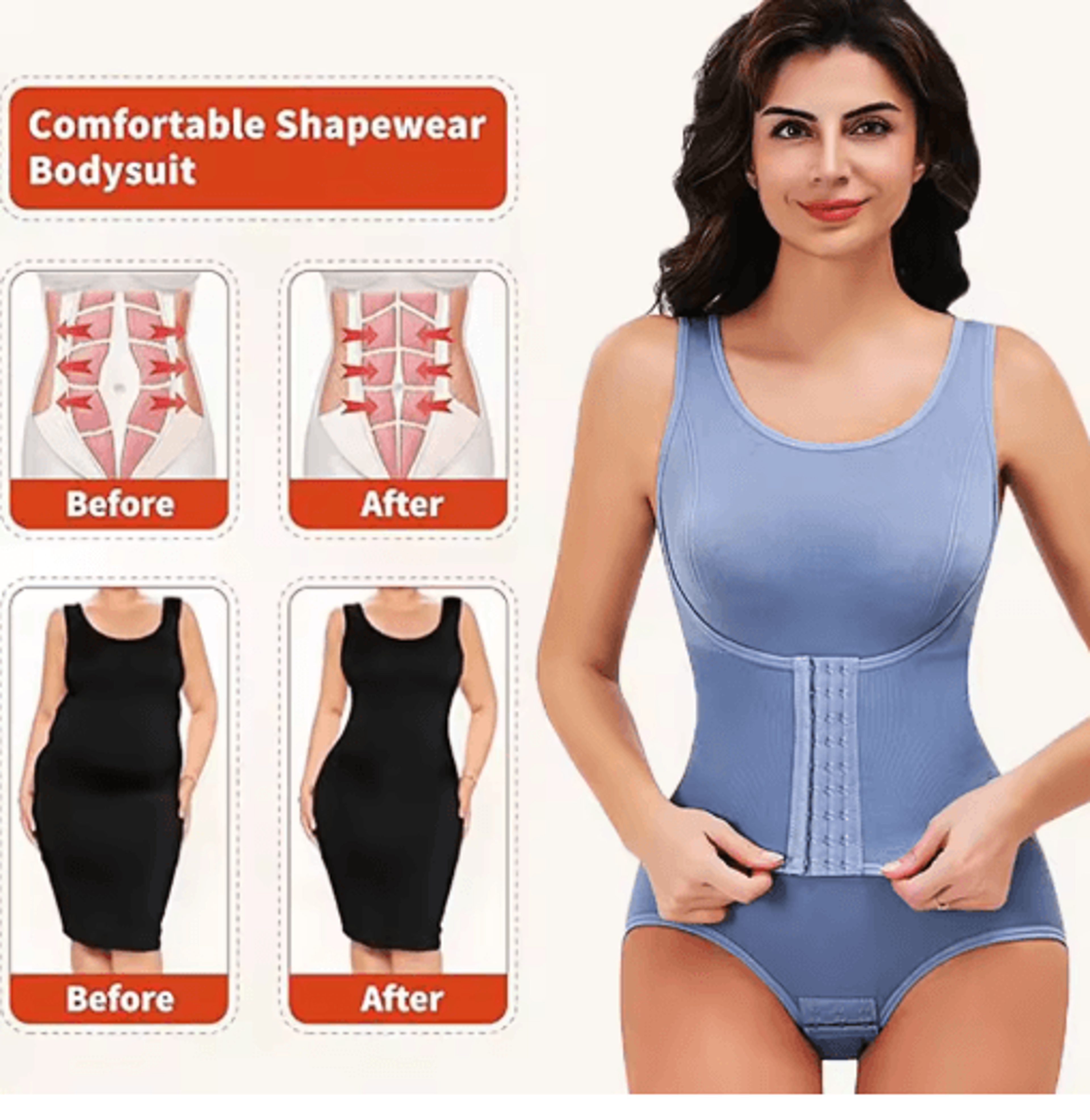 Womens Zipper Bodysuit Shapewear  Tummy Control Waist Trainer With Slimming Compression 7