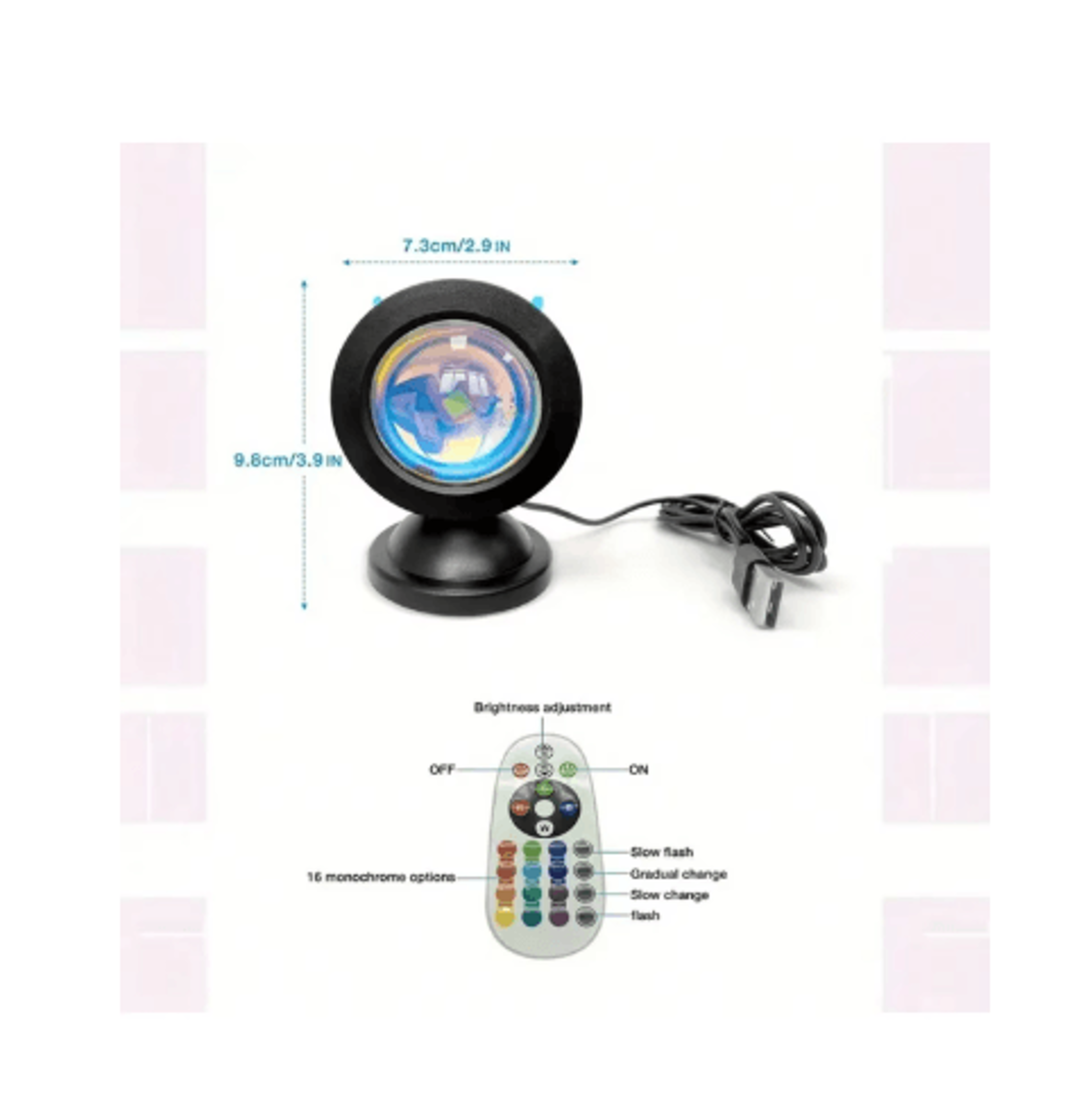 16Color Sunset Projection Lamp With Remote Control  Builtin Earbuds 1