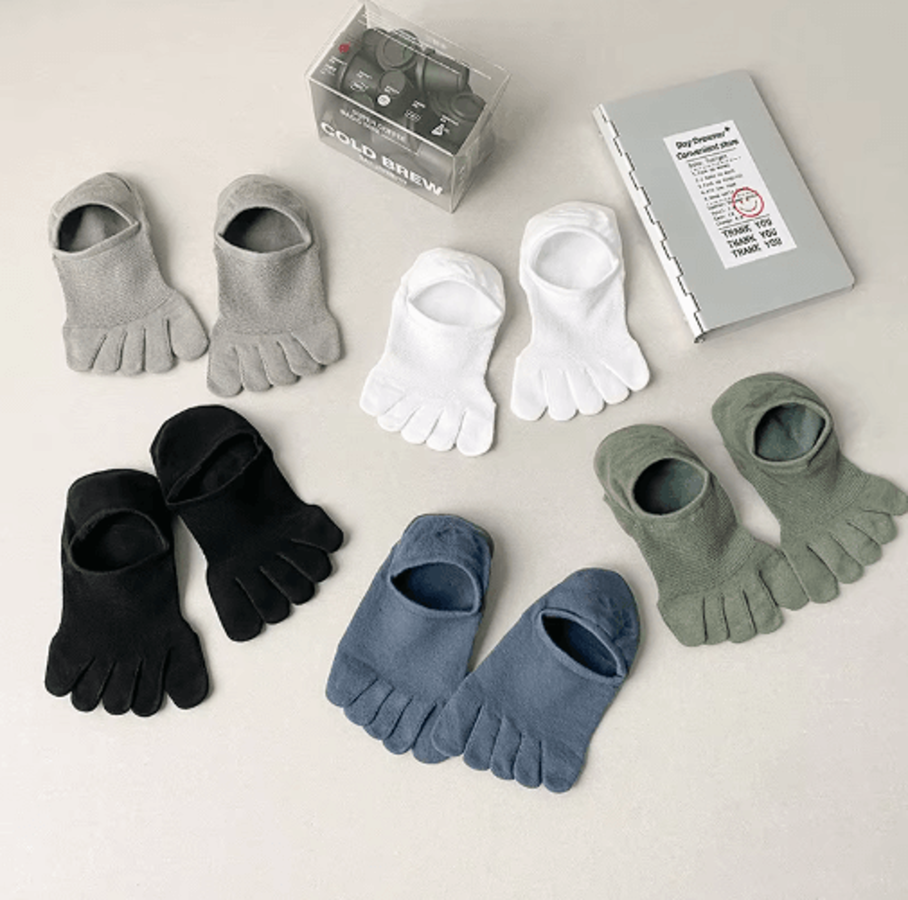 5 Pairs Invisible Toe Socks  Breathable Cotton Five Finger NoShow Socks 7
