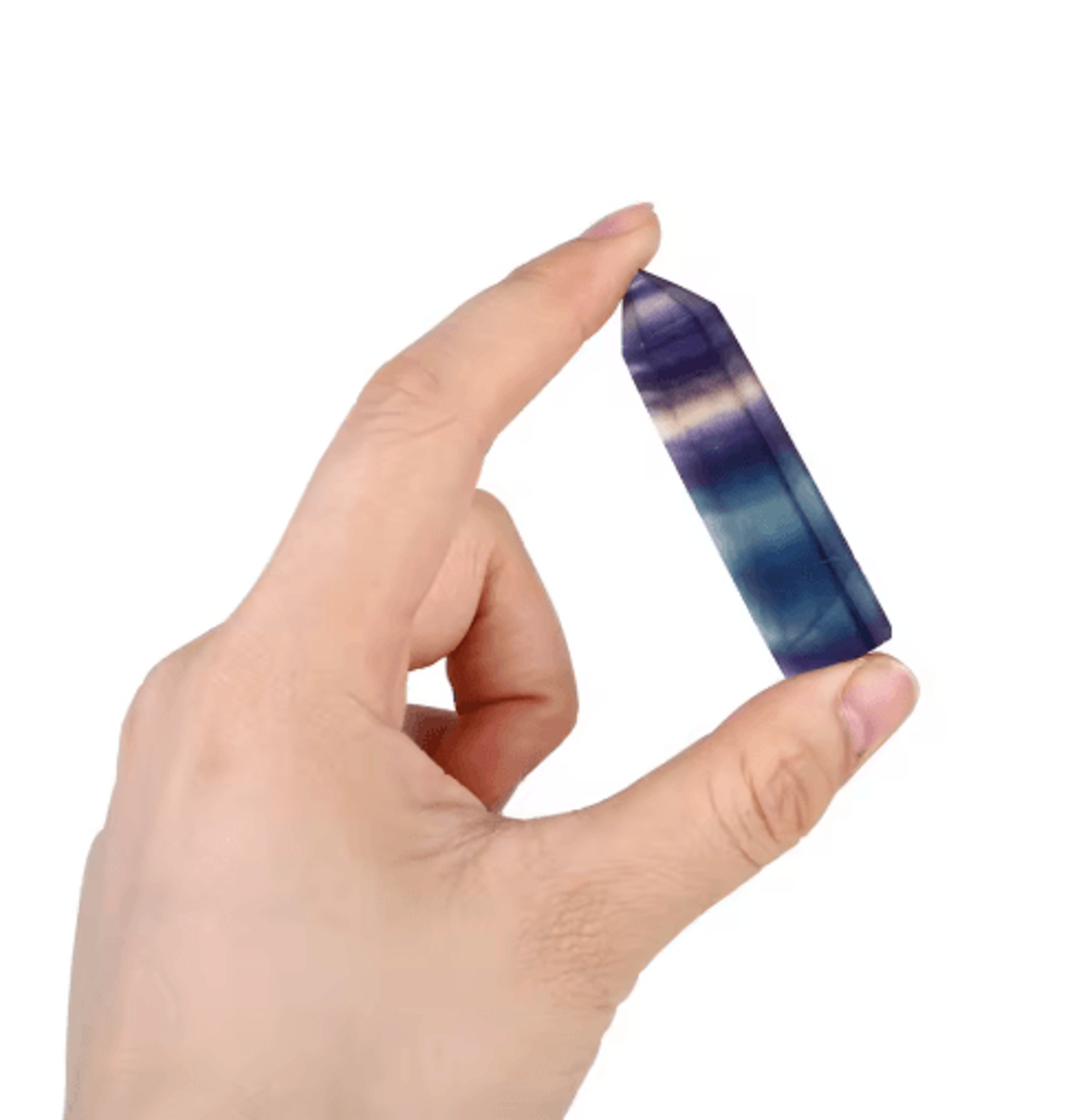 Natural Fluorite Crystal Wand  Colorful Striped Healing Quartz Point 47CM 3