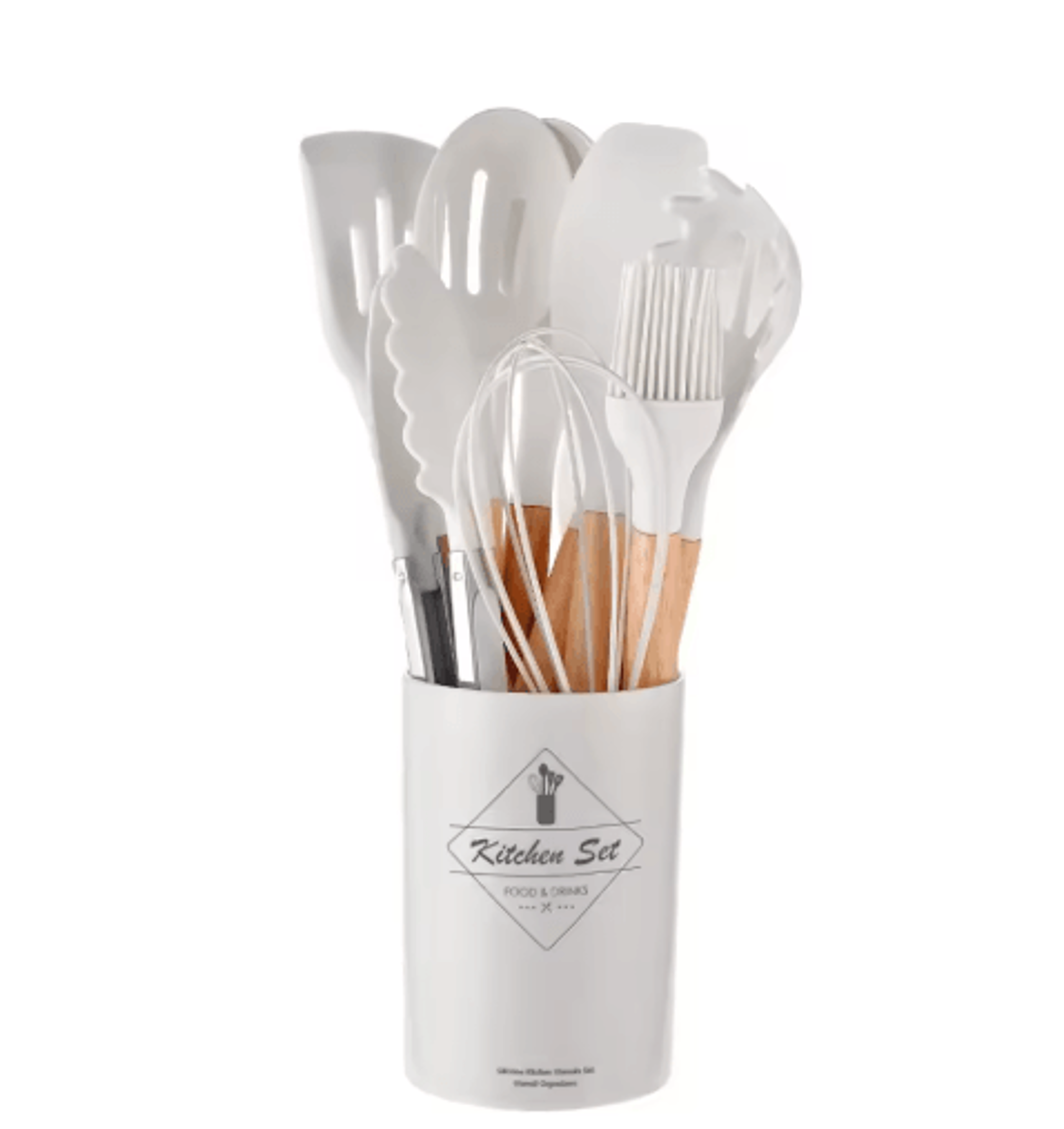 12Piece Silicone Kitchen Utensil Set  NonStick Cooking Tools With Wooden Handles 6