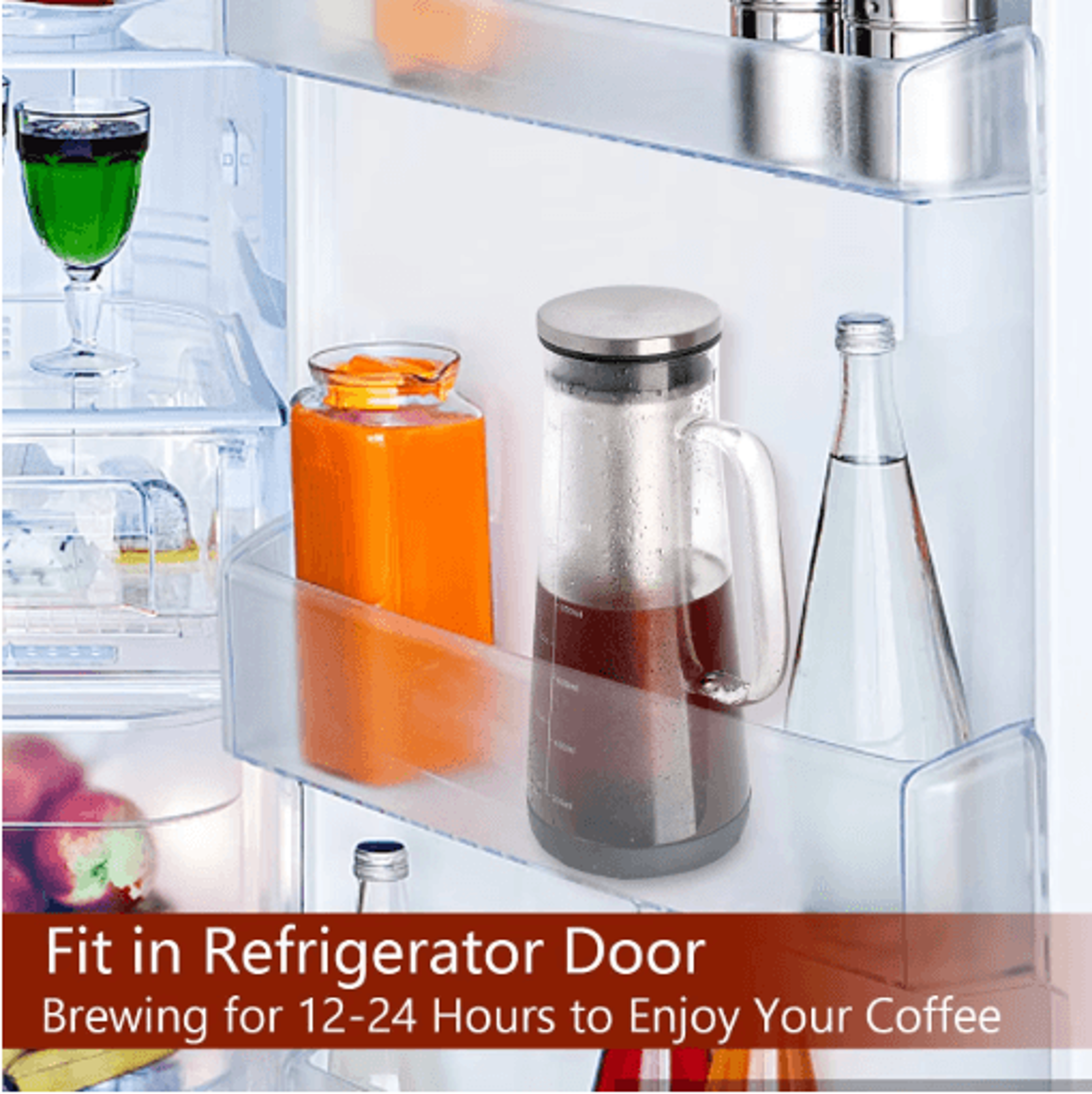 Leeseph Cold Brew Coffee Maker 1L Glass Pitcher With Stainless Steel Filter  Tea Infuser 3