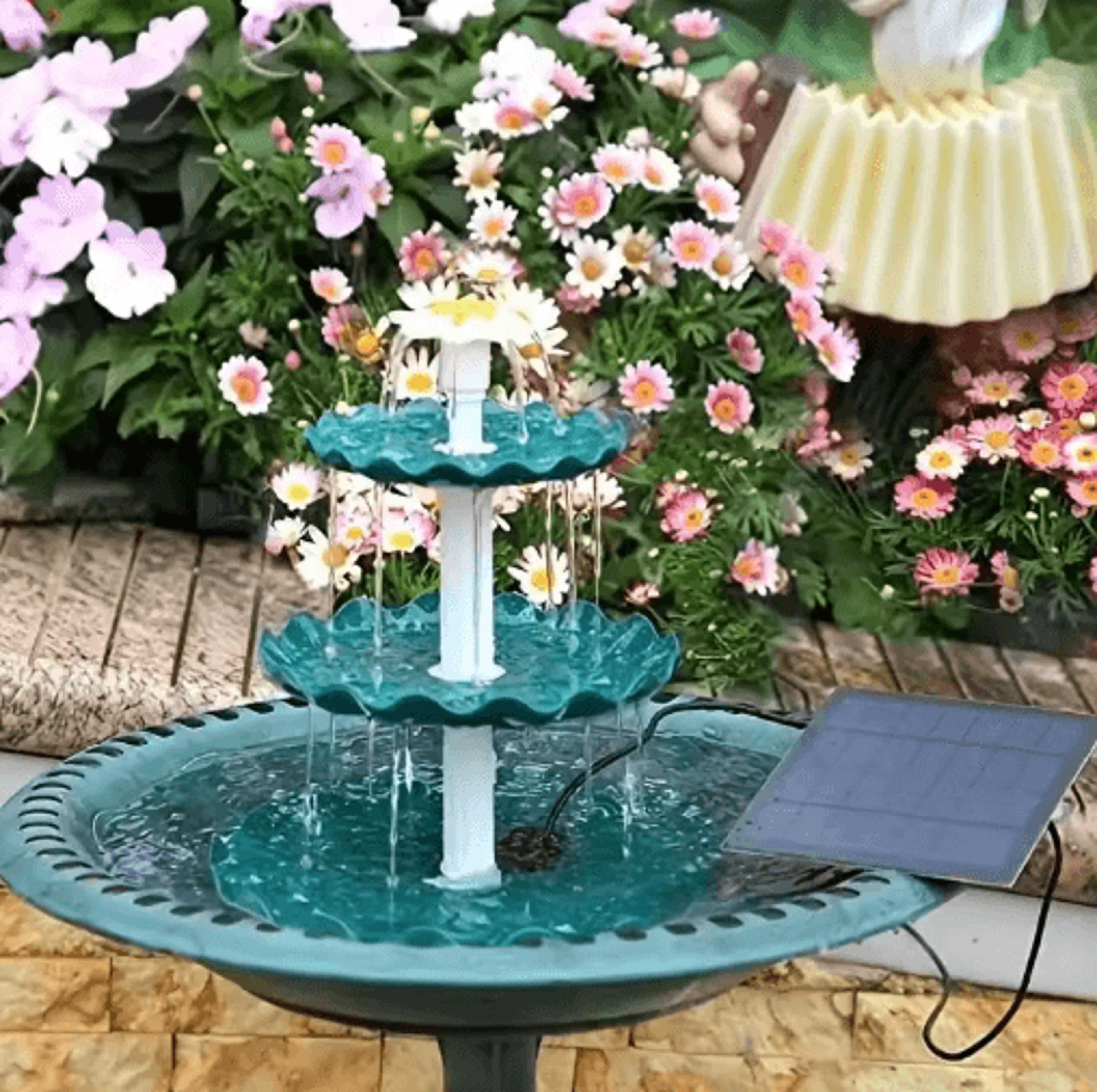 DIY Solar Bird Bath Fountain Detachable Solar Water Fountain Pump For Garden Decor 2