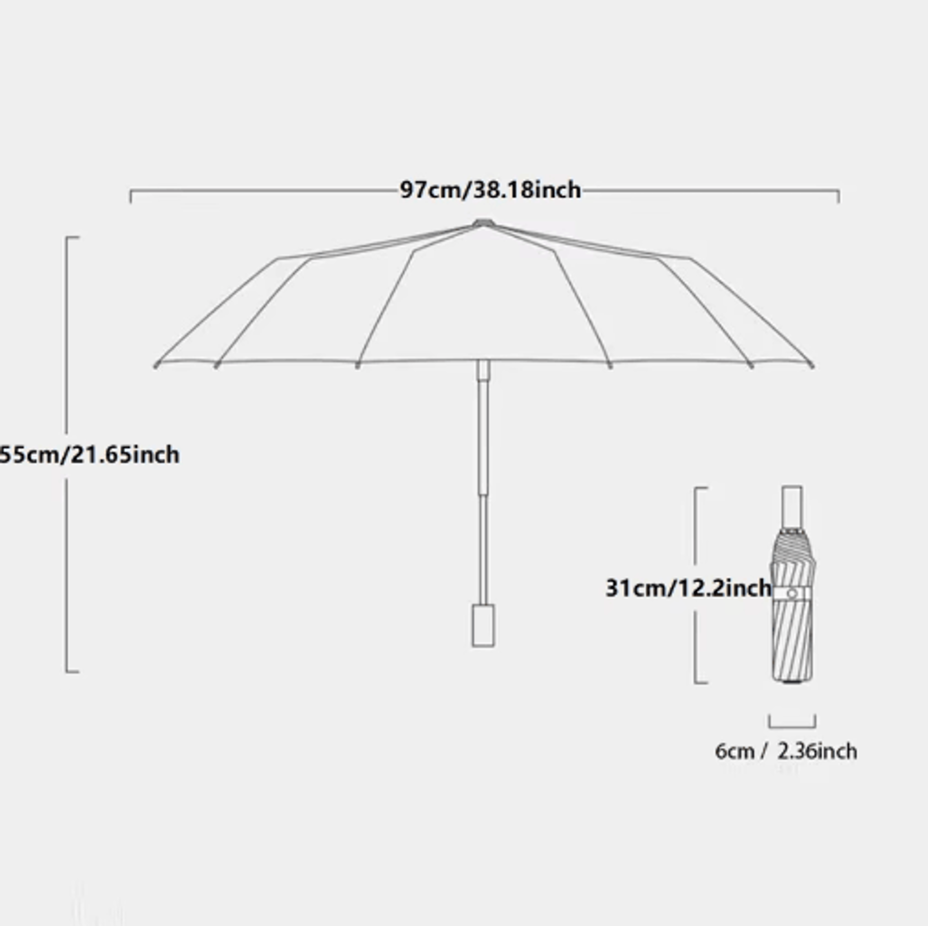 12Bone Automatic Folding Umbrella Windproof UV Protection Compact Travel Umbrella 6