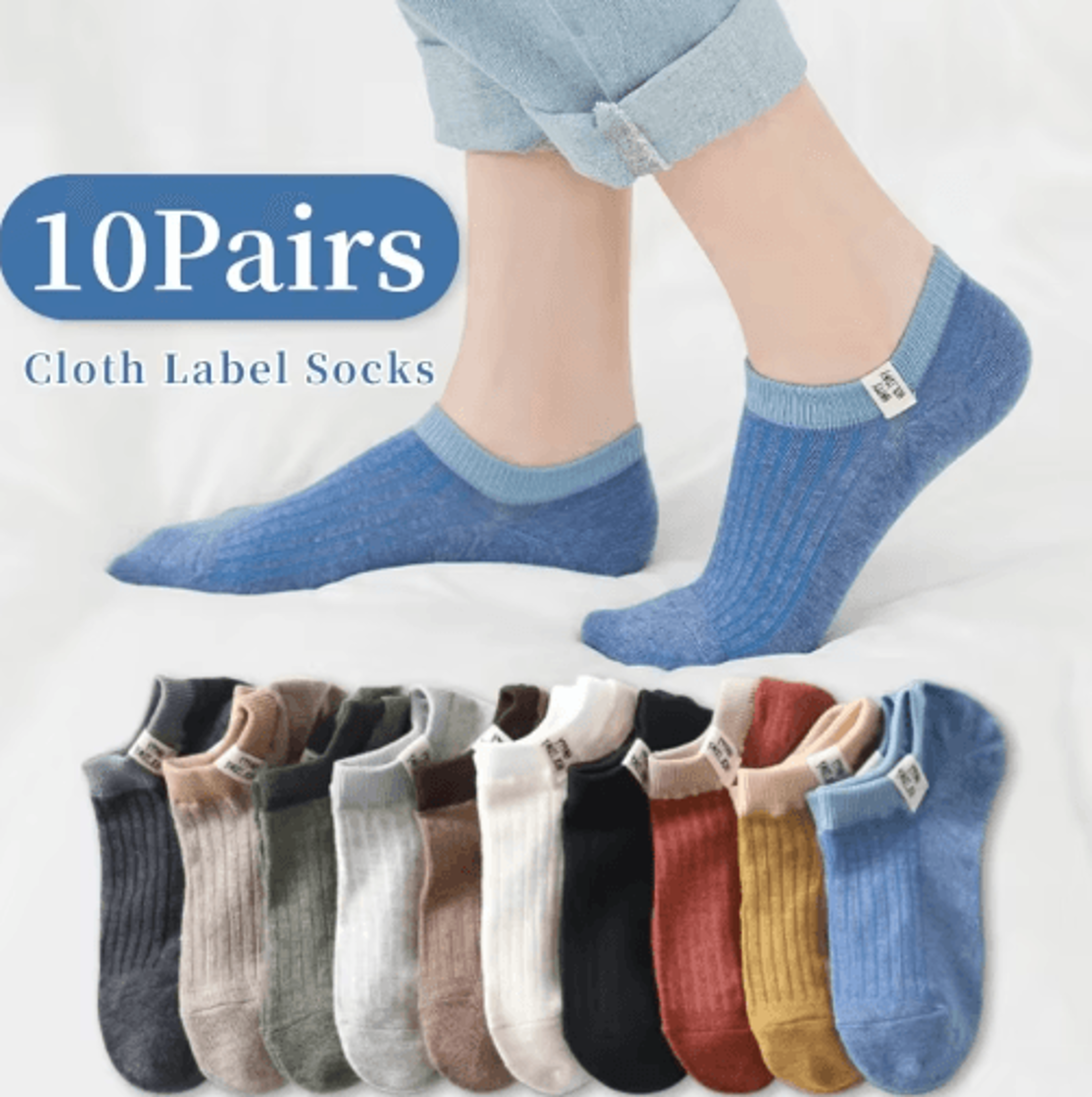 10Pair Set Womens Cute Socks  College Style Letter Print Spring Summer Ankle Socks 0