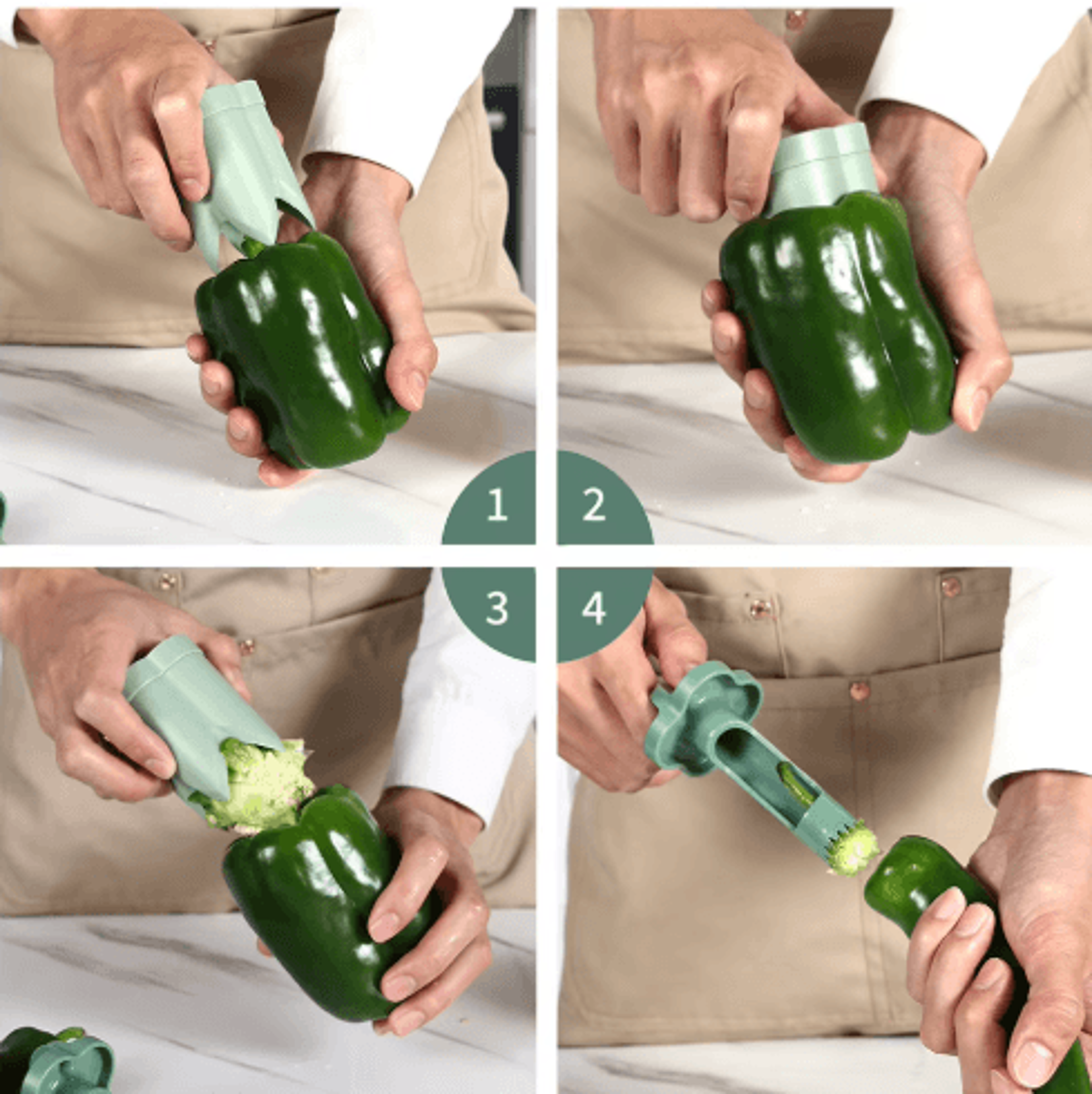 2in1 Fruit  Pepper Corer Tool  Easy Seed Remover Kitchen Utensil 7