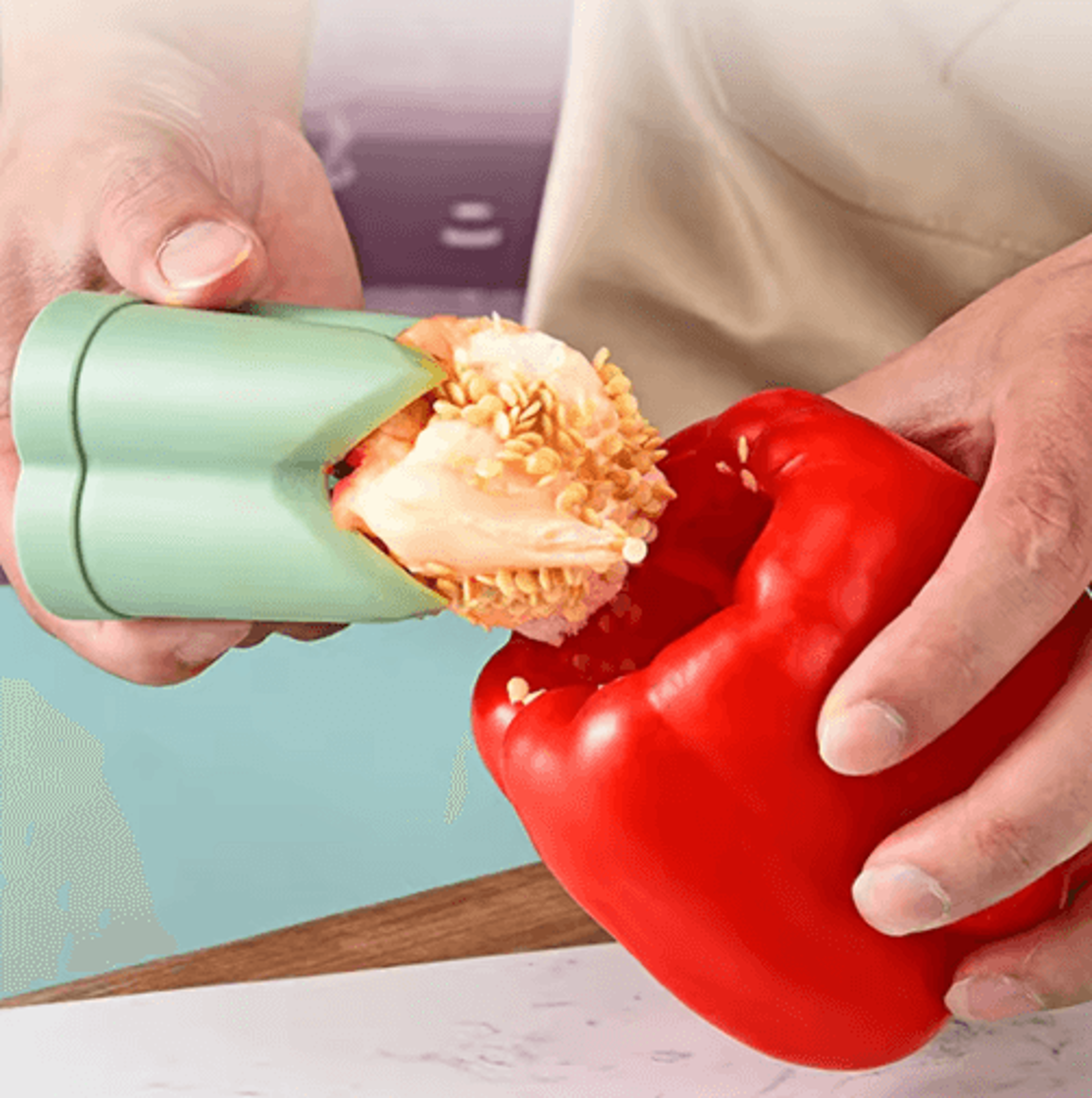 2in1 Fruit  Pepper Corer Tool  Easy Seed Remover Kitchen Utensil 0