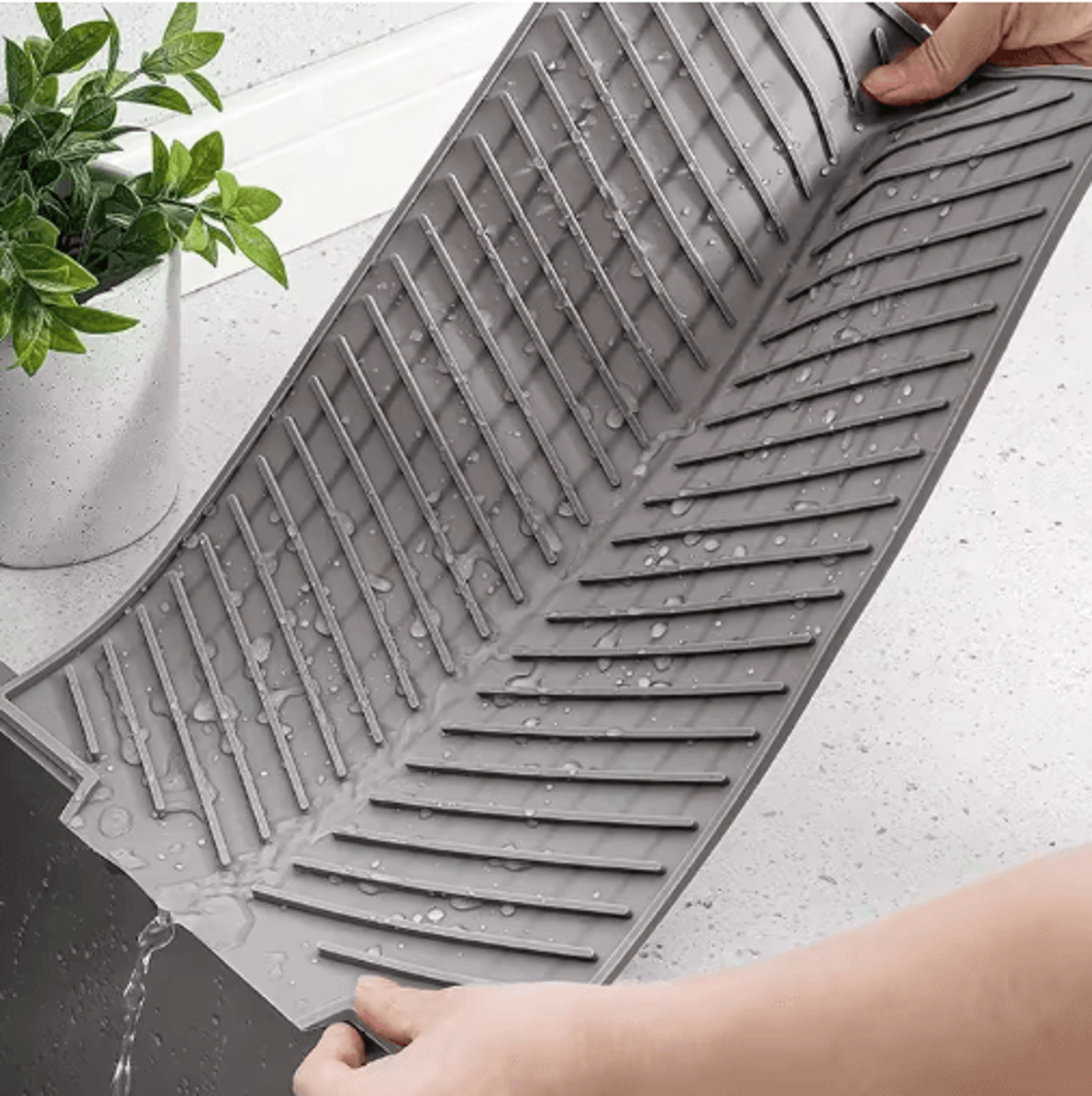 Silicone Dish Drying Mat  Foldable HeatResistant Kitchen Draining Pad With Raised Edges 5