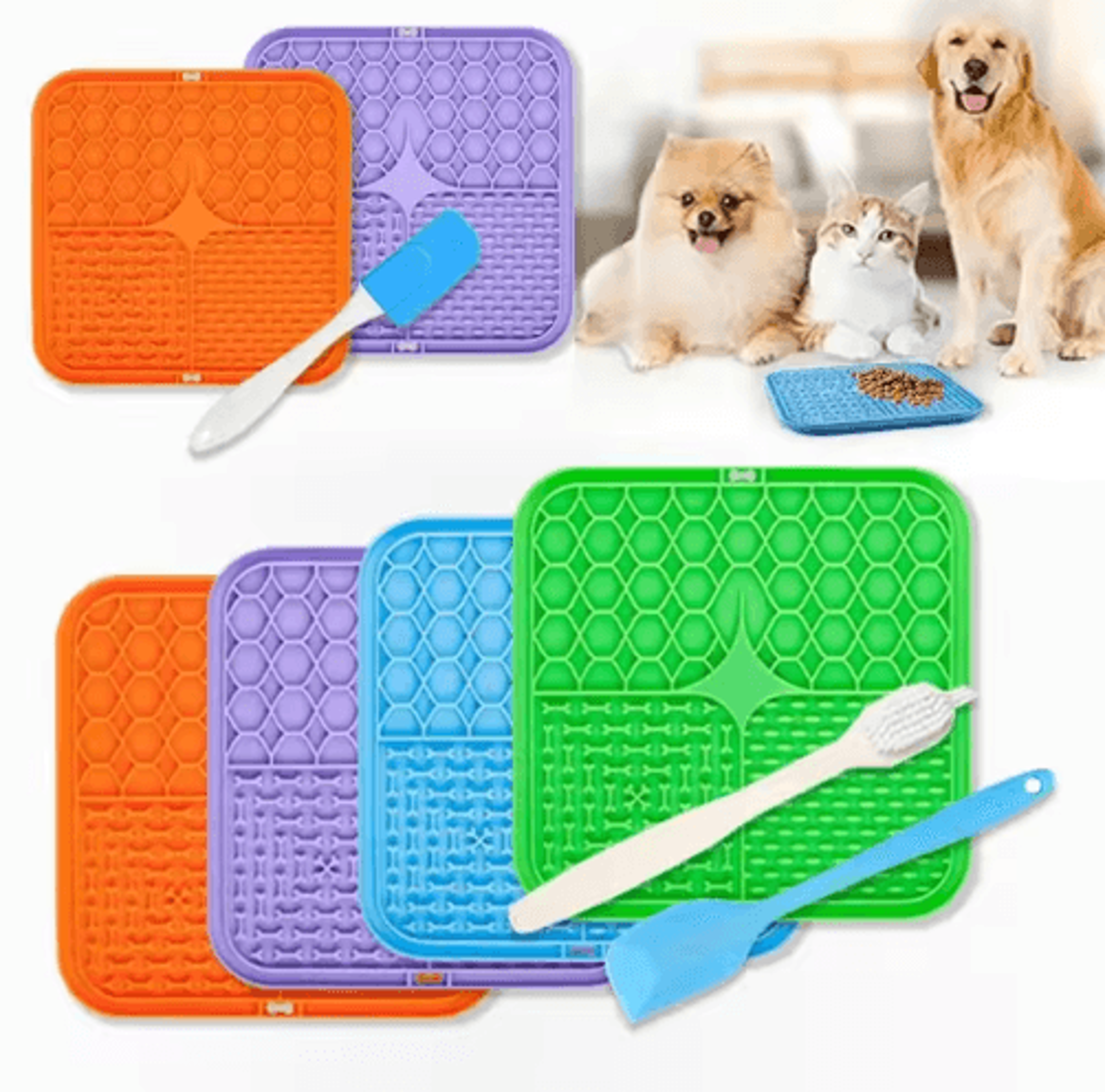 Silicone Dog Lick Mat  Slow Feeder  Anxiety Relief Training Feeding Plate 14