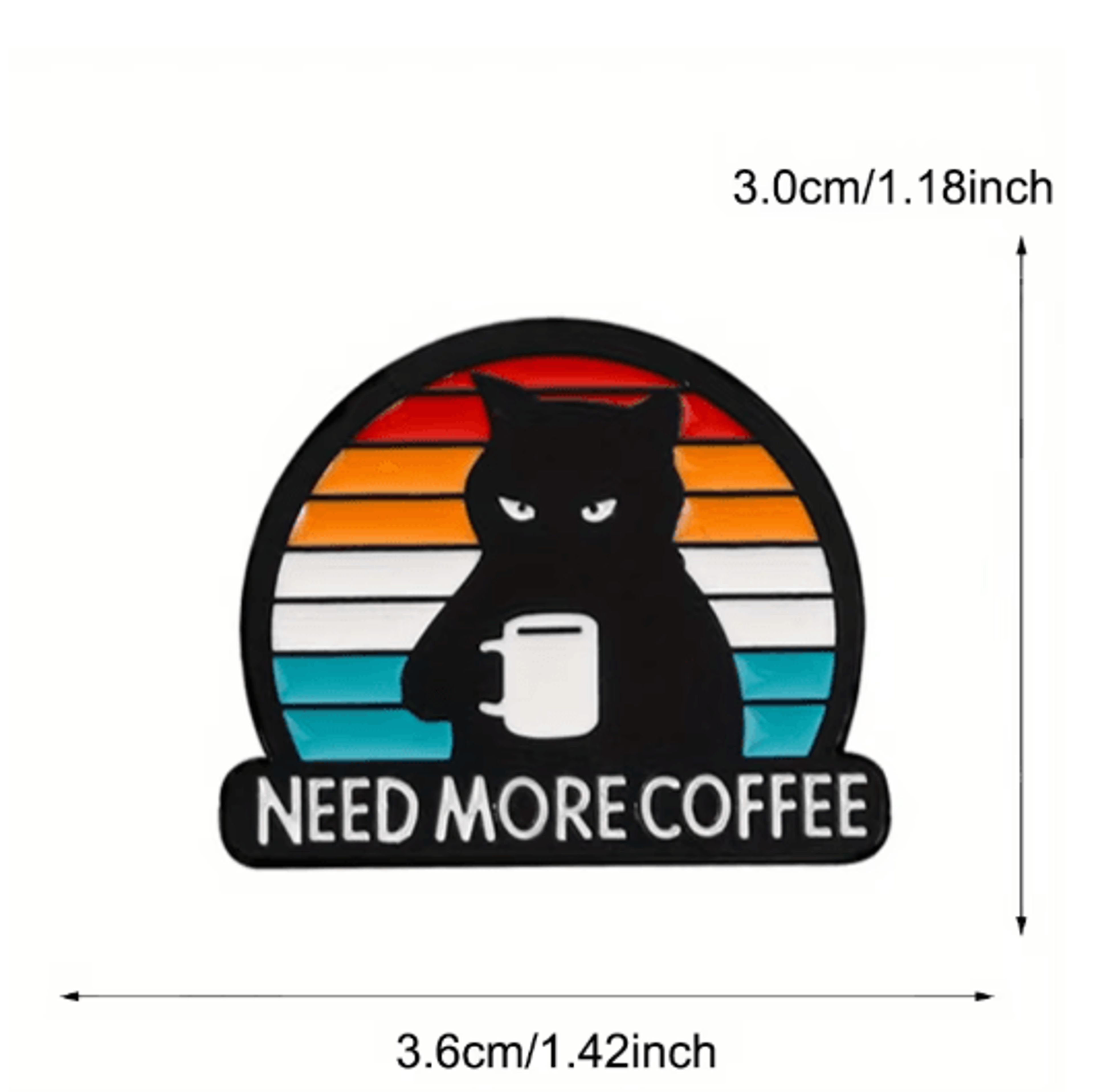 Funny Black Cat Coffee Pin Need More Coffee Cute Enamel Brooch Badge 2