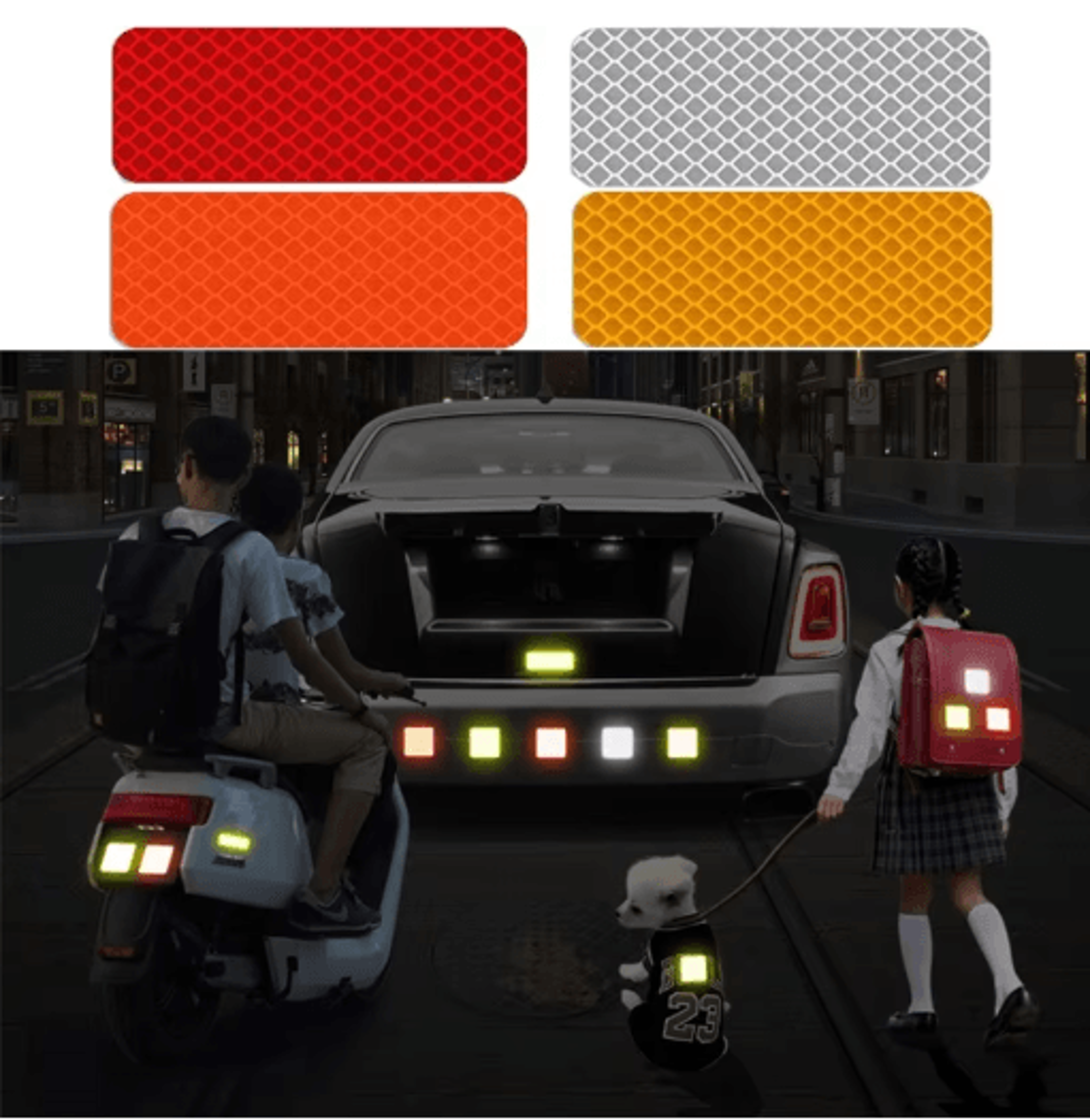 Reflective Car Safety Stickers 10PCS High Visibility Bumper Warning Strips 10