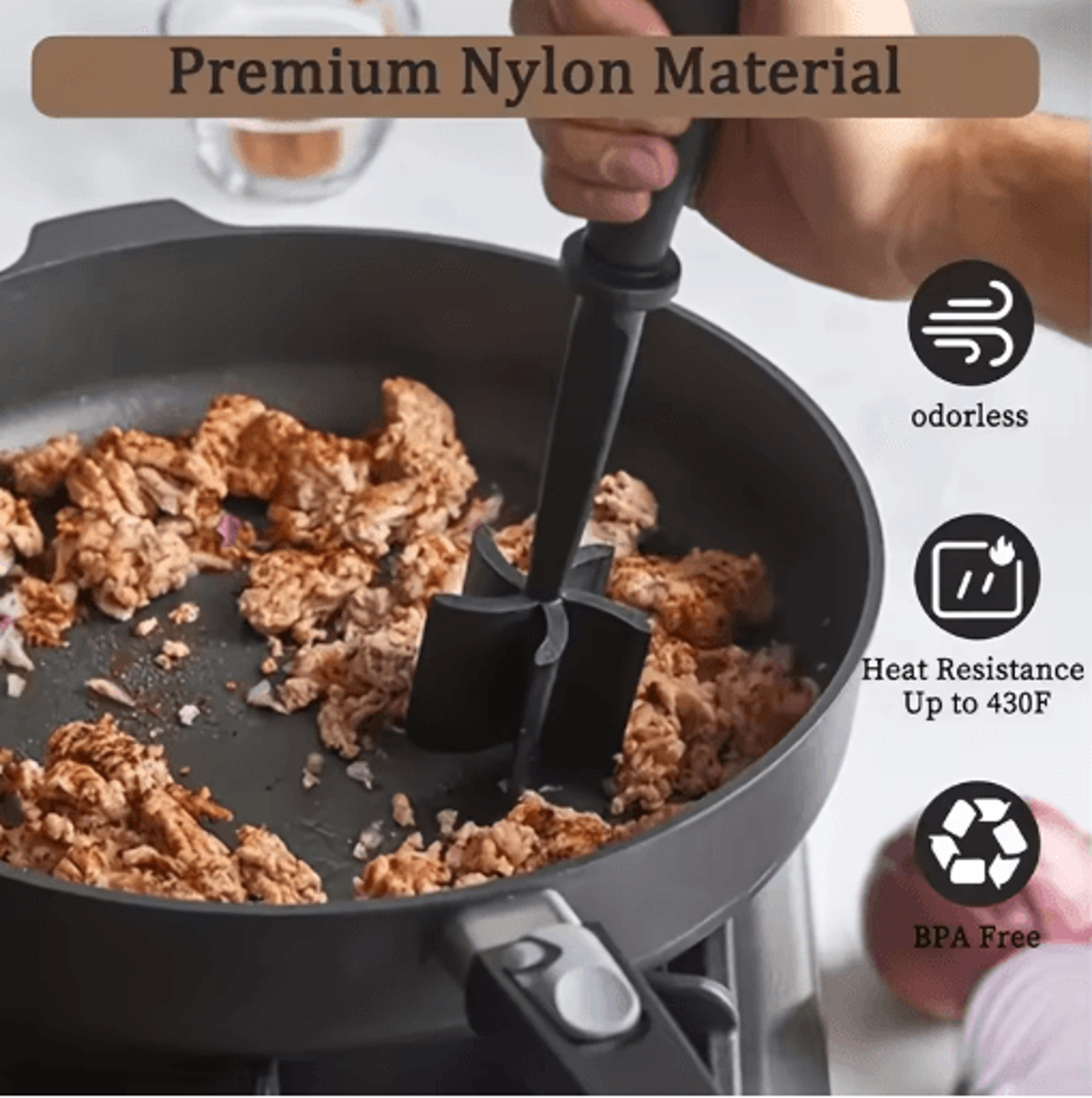 Handheld Meat Chopper Masher For Easy Ground Meat Mixing And Cooking 5