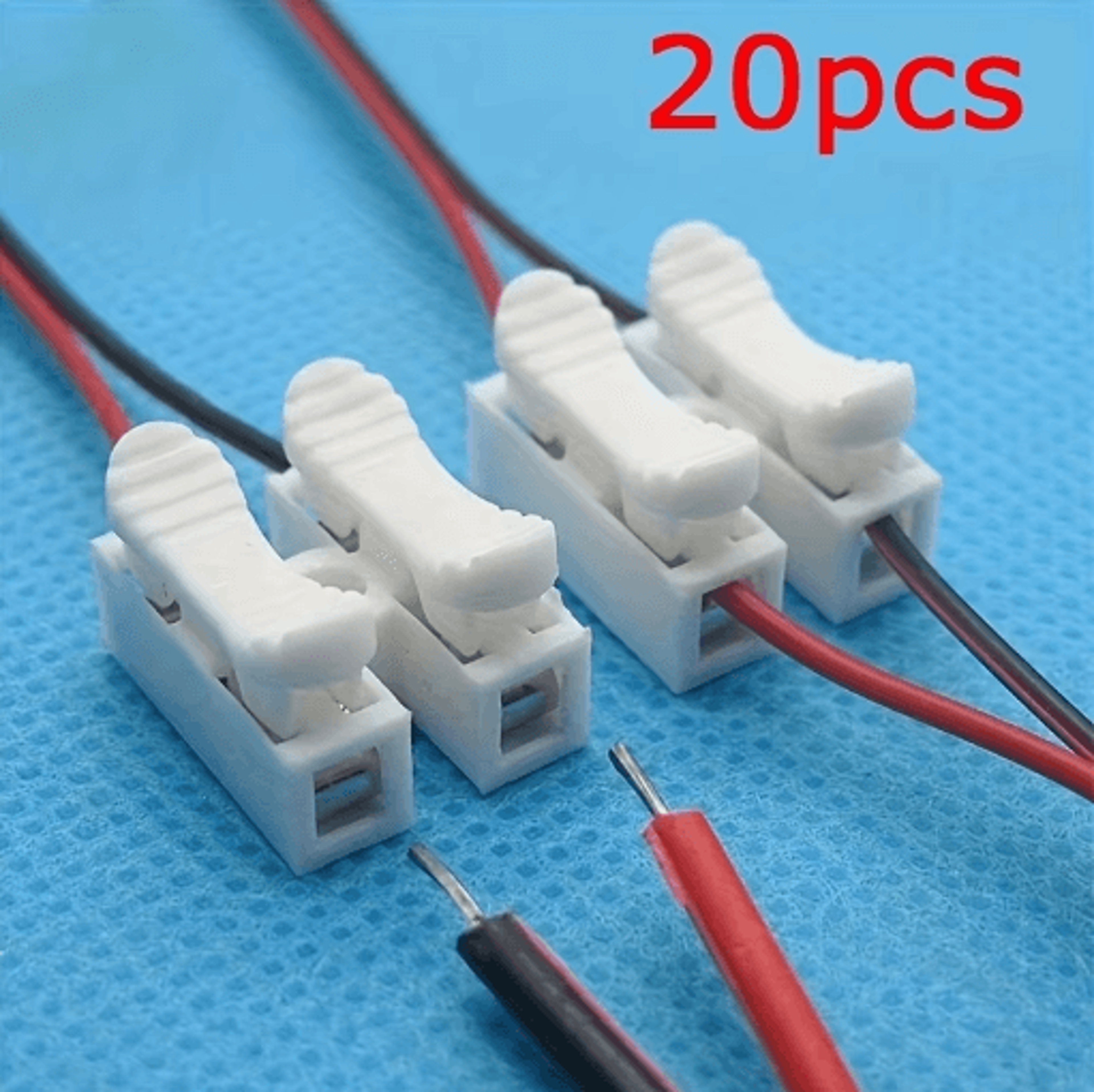 20PCS Quick Wire Connector 2 Pin Spring Clamp No Solder Terminal Block 0